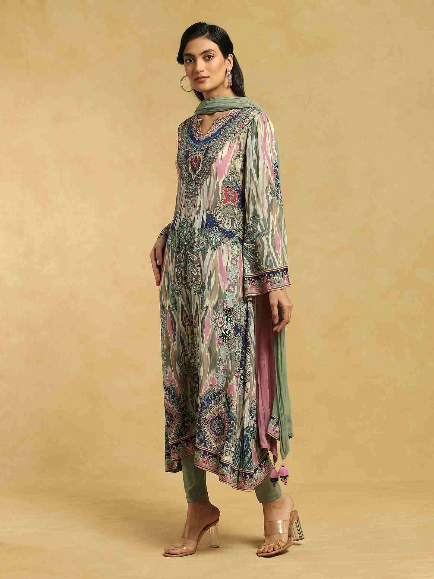 Blue Shubhadra Crepe Suit Set