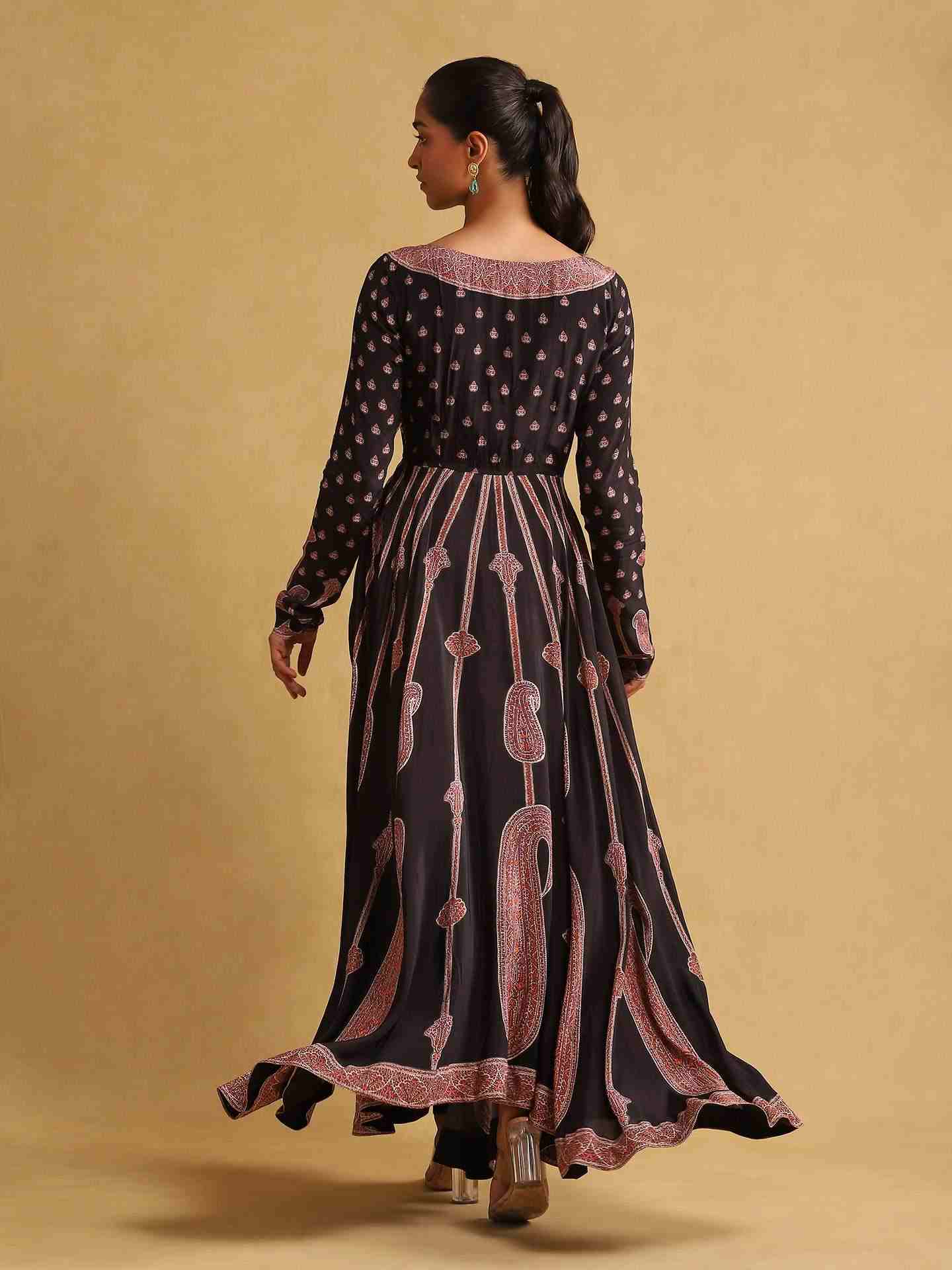 Black Jannat Crepe Anarkali Suit Set