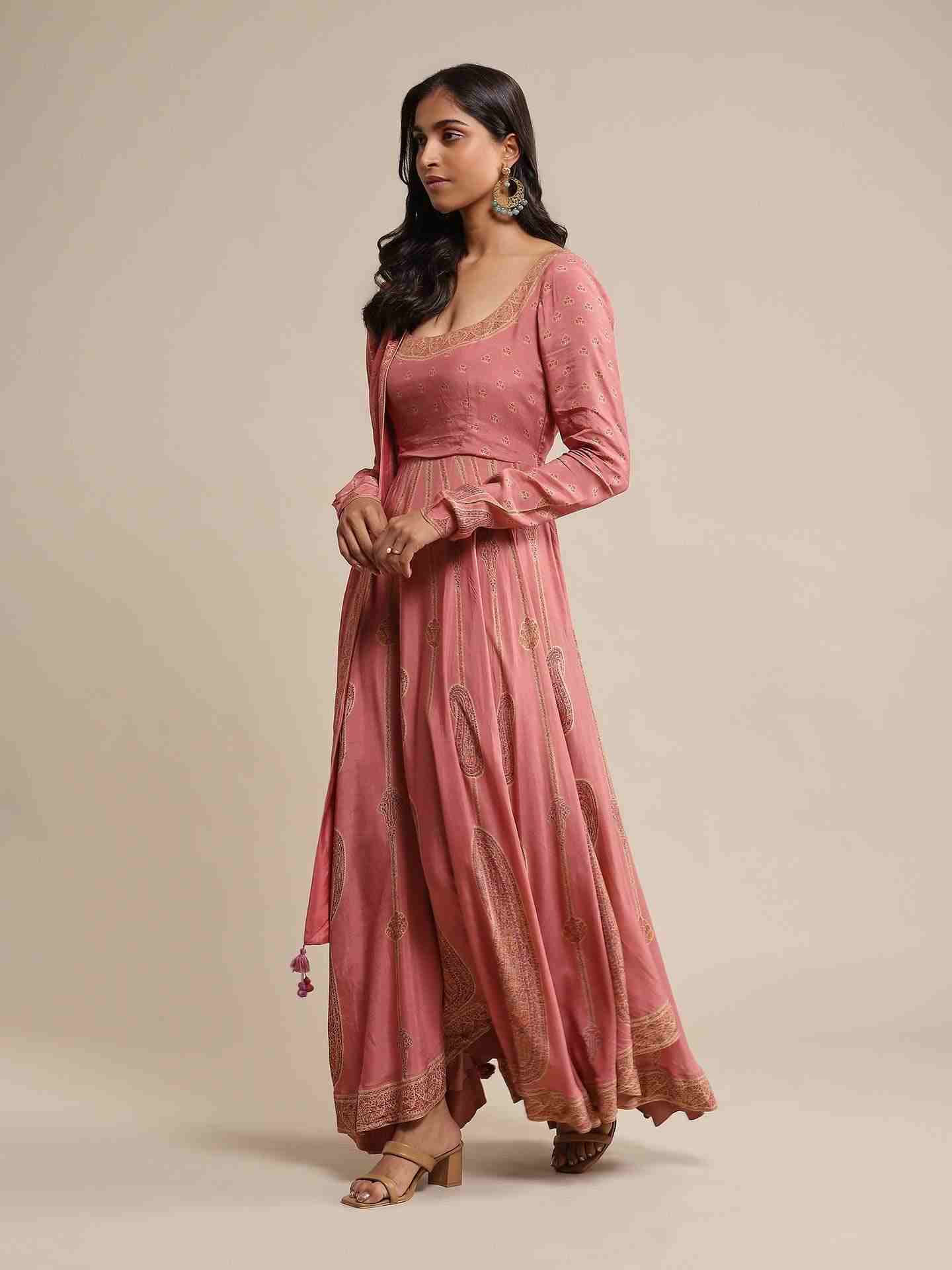 Pink Jannat Crepe Anarkali Suit Set