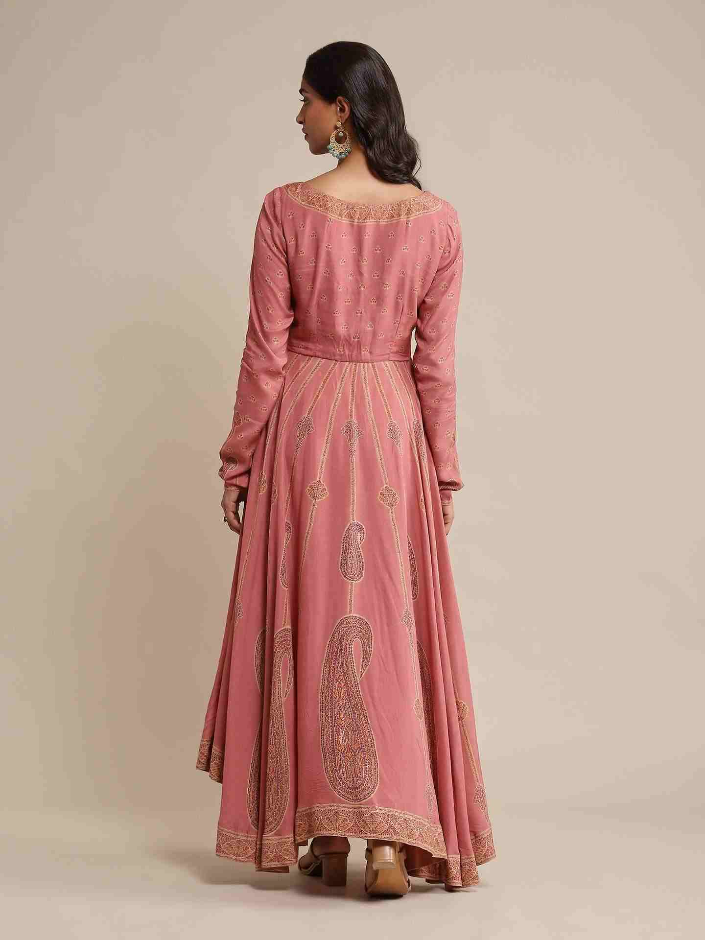 Pink Jannat Crepe Anarkali Suit Set