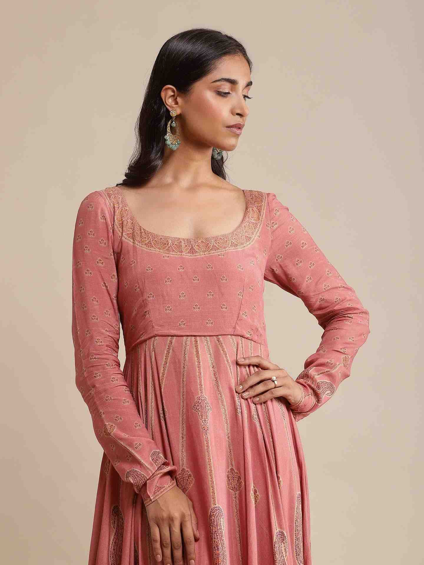 Pink Jannat Crepe Anarkali Suit Set
