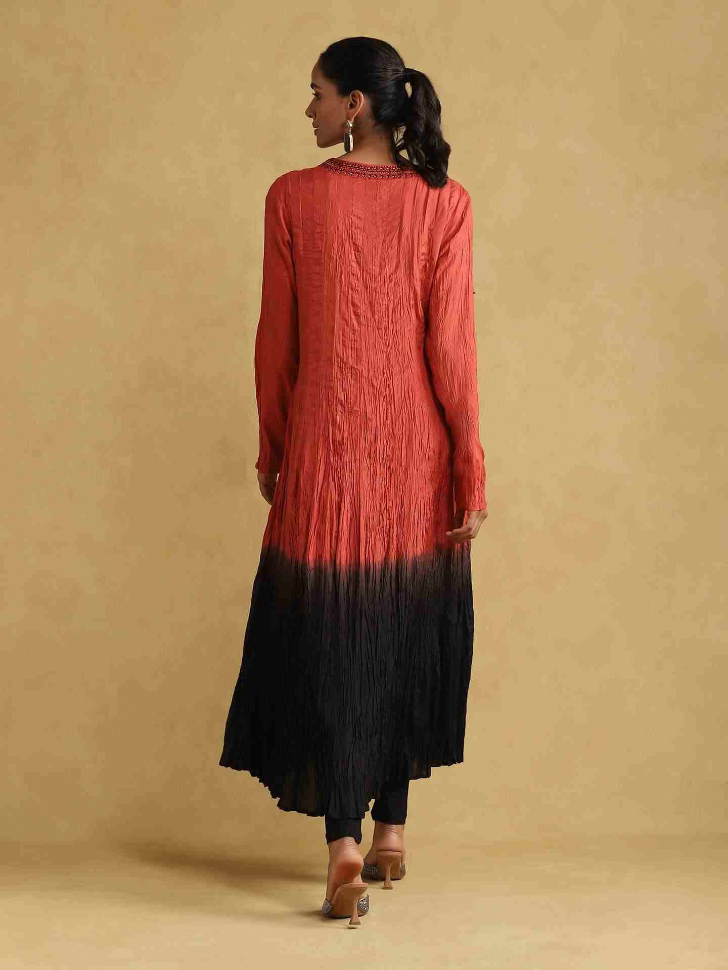 Rust Ombre Anarkali Suit Set