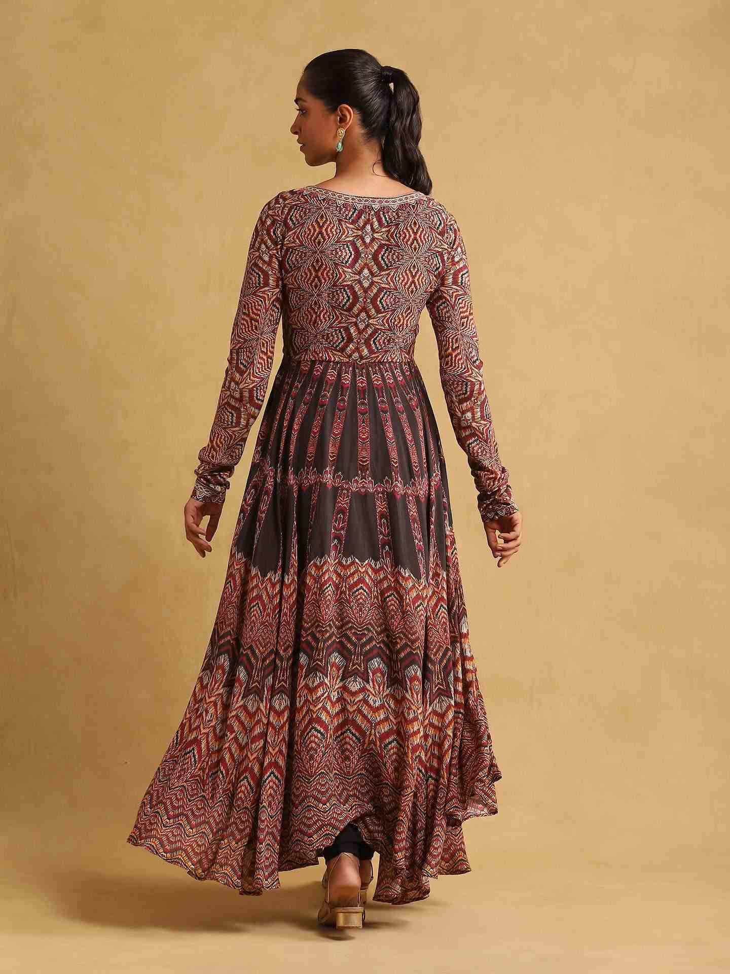 Black Zig Zag Anarkali Suit Set