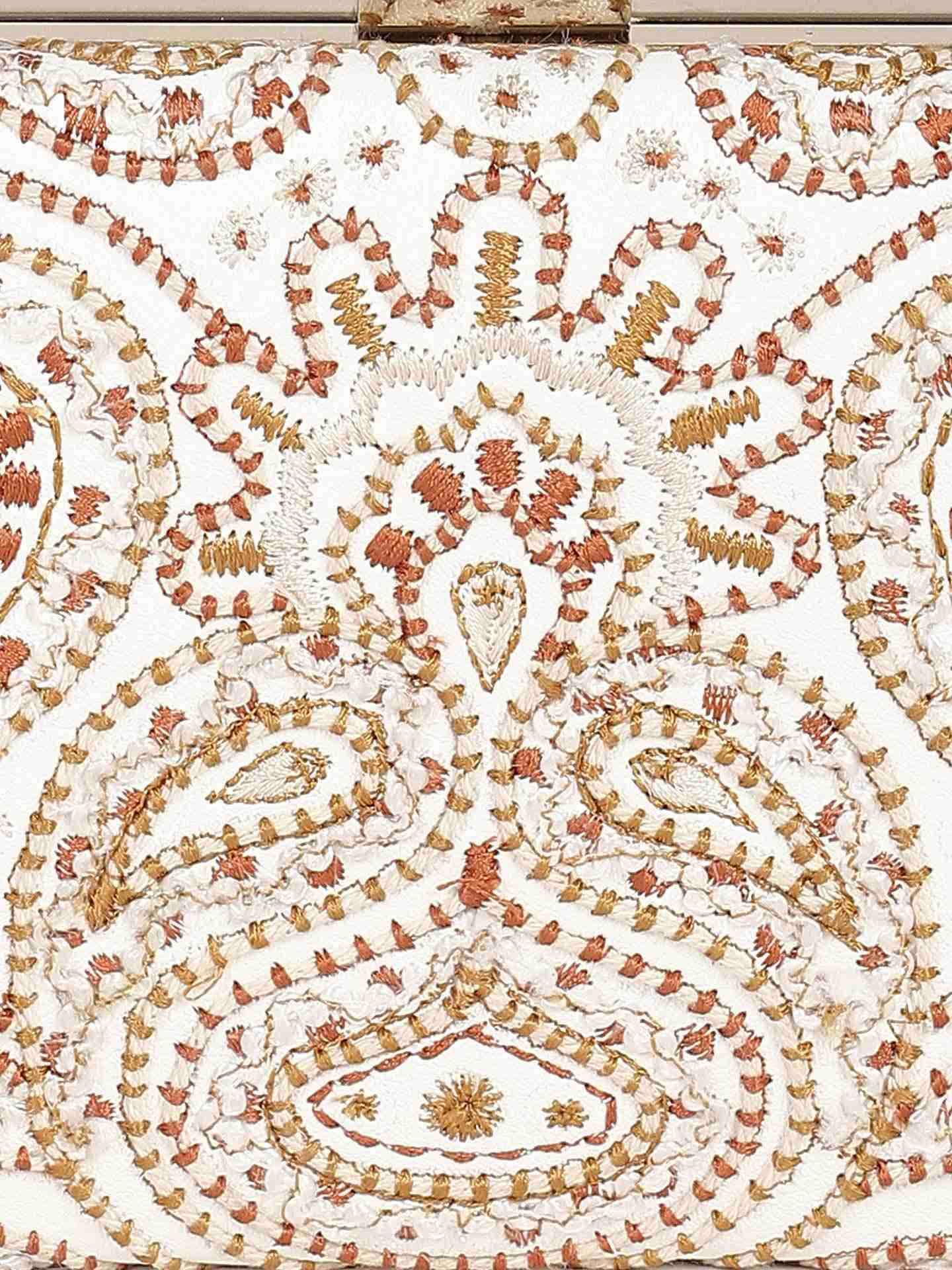 White Paisley Leather Clutch