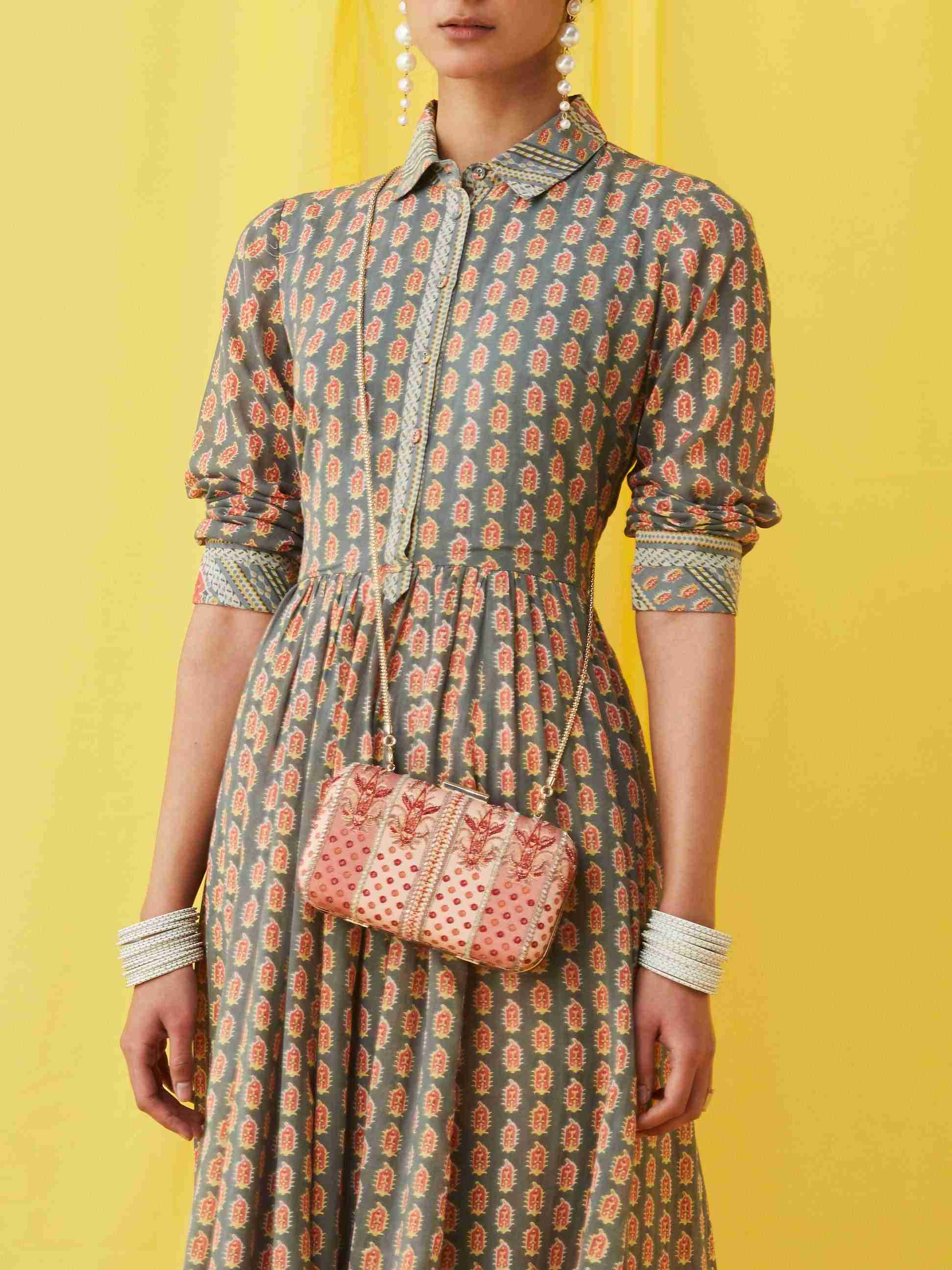 Pink Irvin Cotton Clutch
