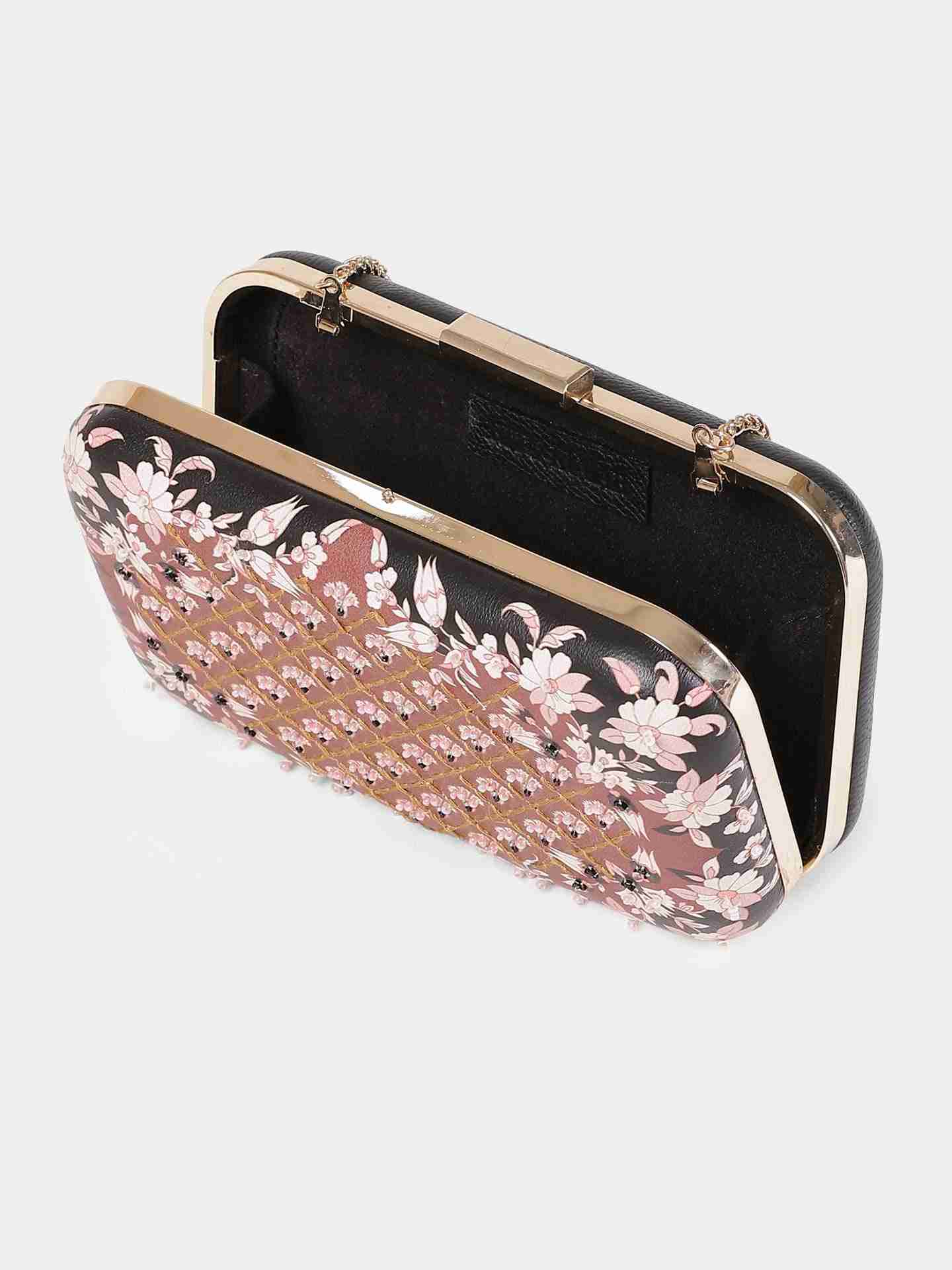 Tan Pichwai Leather Clutch