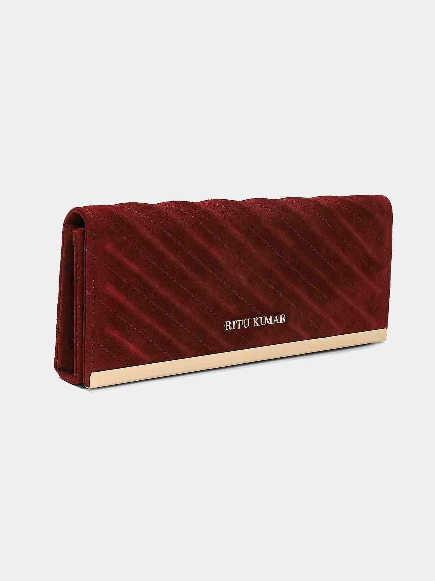 Wine Sand Dunes Suede Clutch