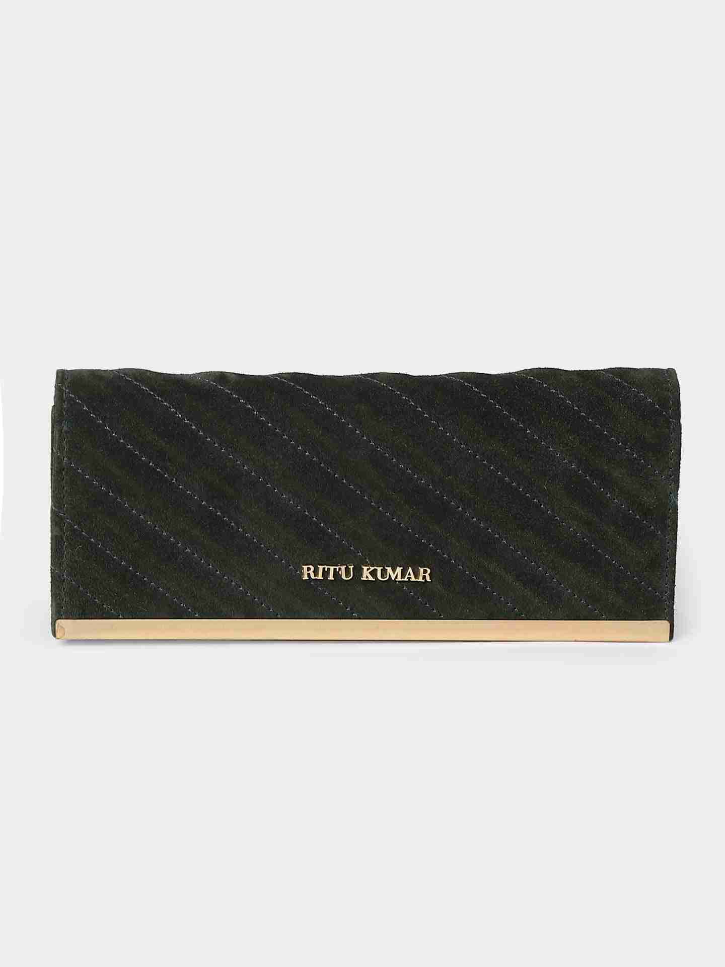 Emerald Sand Dunes Suede Clutch