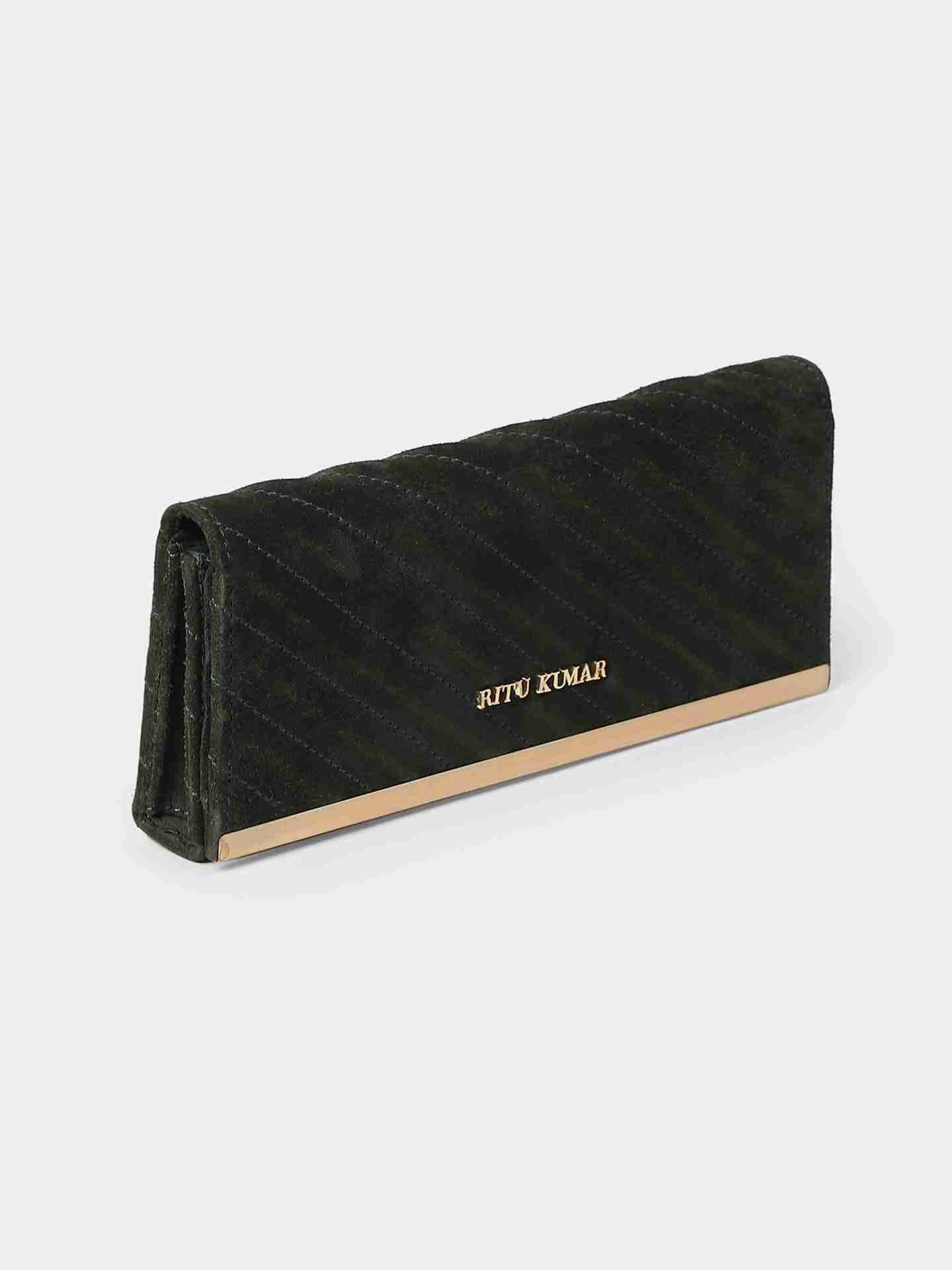 Emerald Sand Dunes Suede Clutch