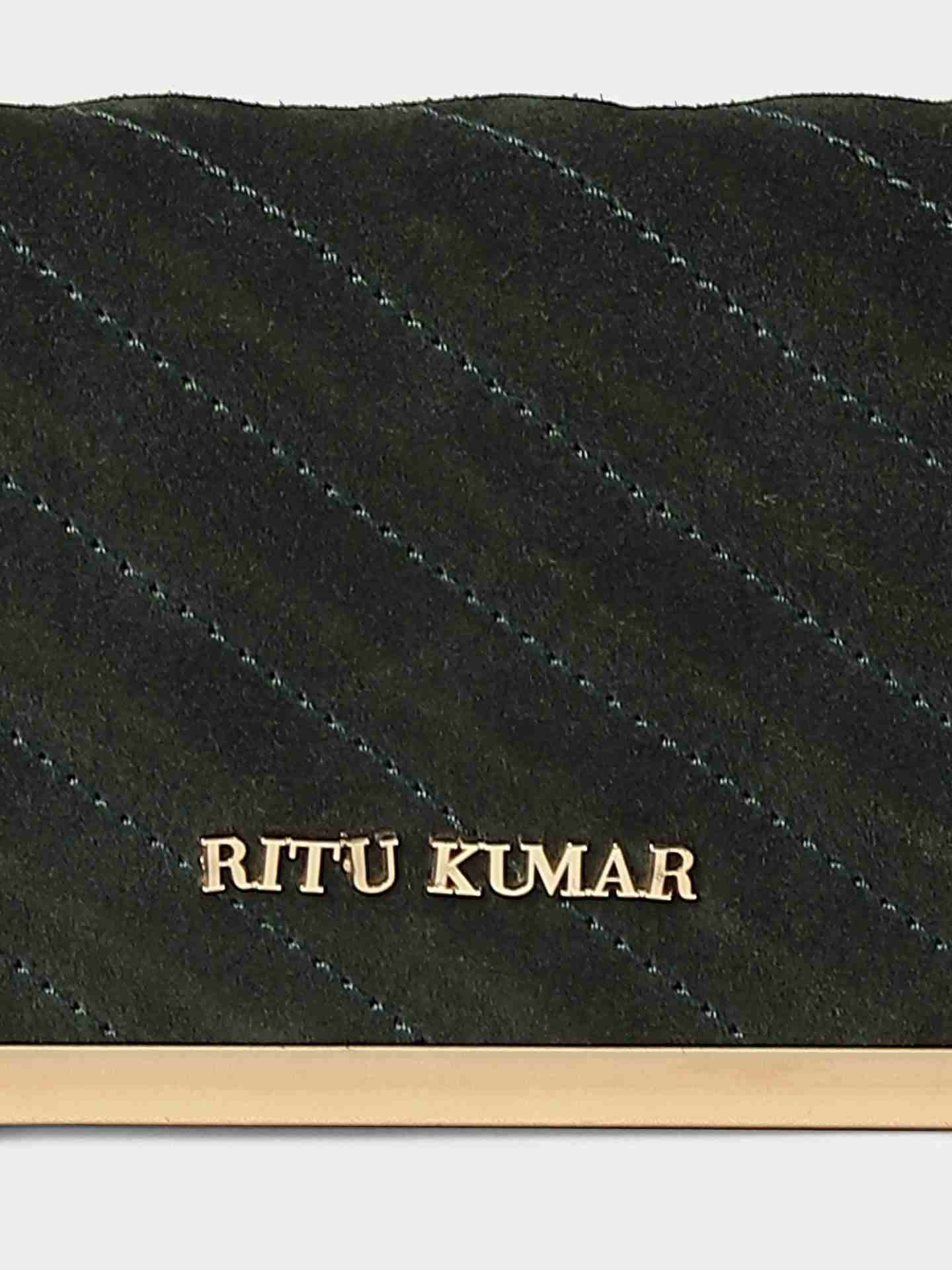 Emerald Sand Dunes Suede Clutch