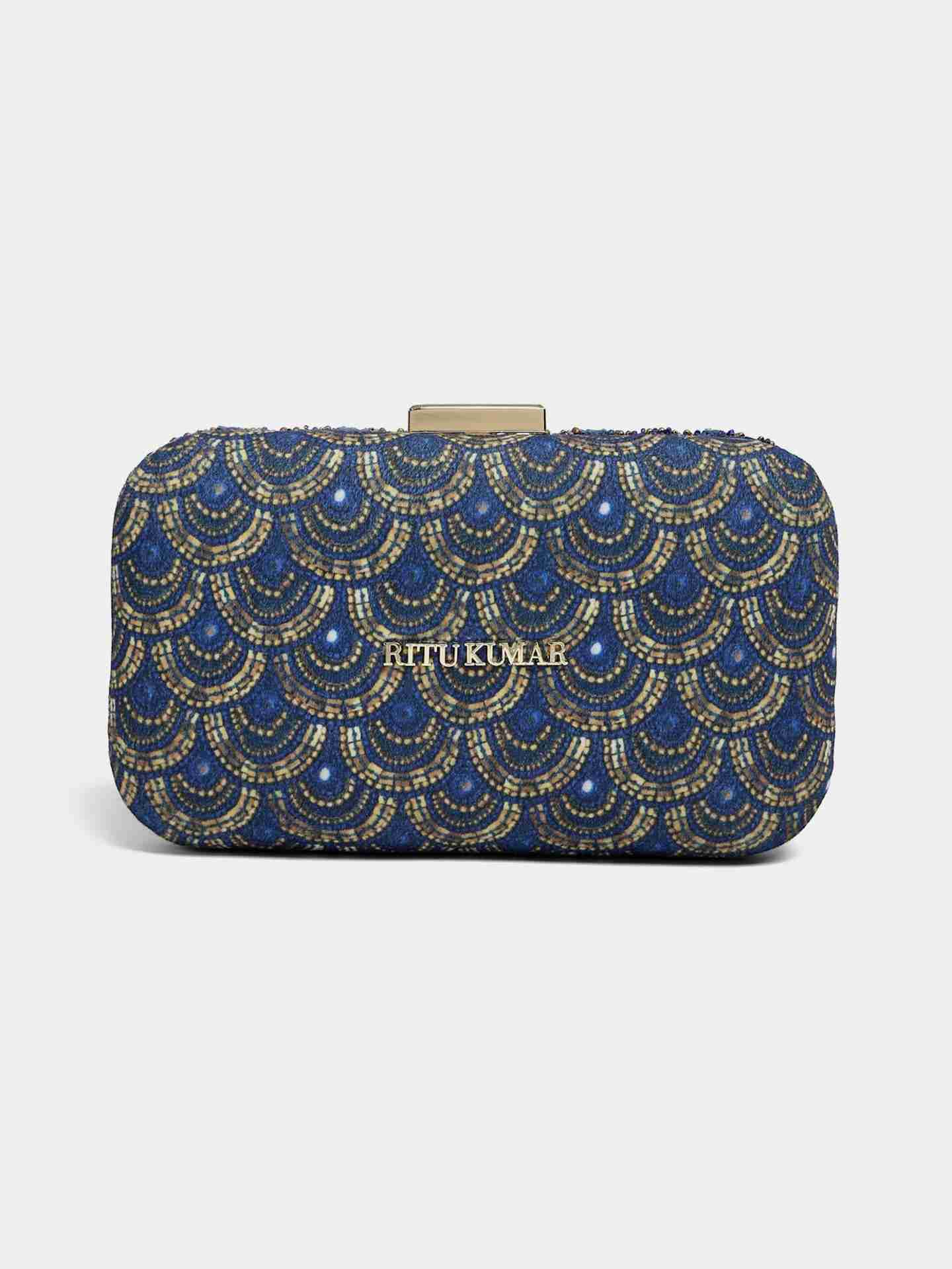 Blue And Antique Geo Tribe Clutch