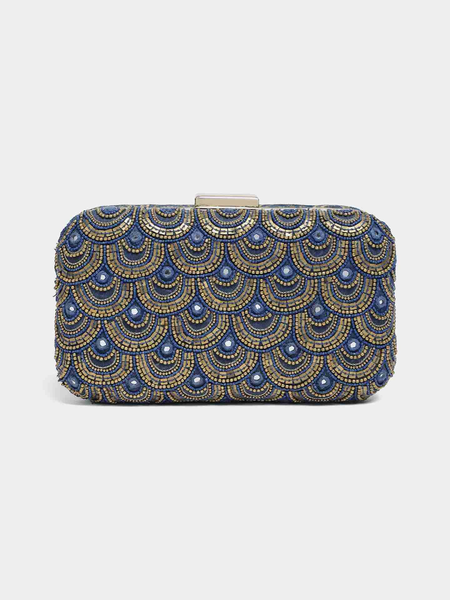 Blue And Antique Geo Tribe Clutch