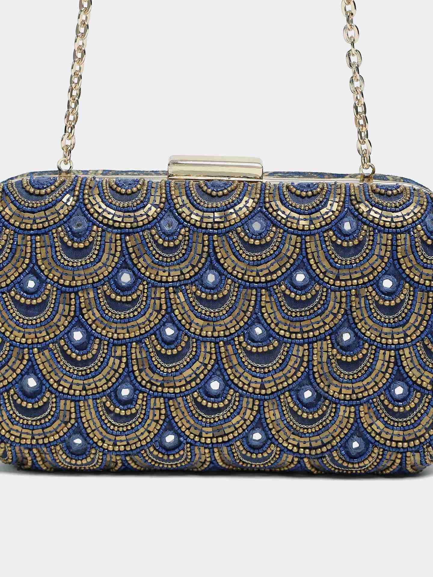 Blue And Antique Geo Tribe Clutch