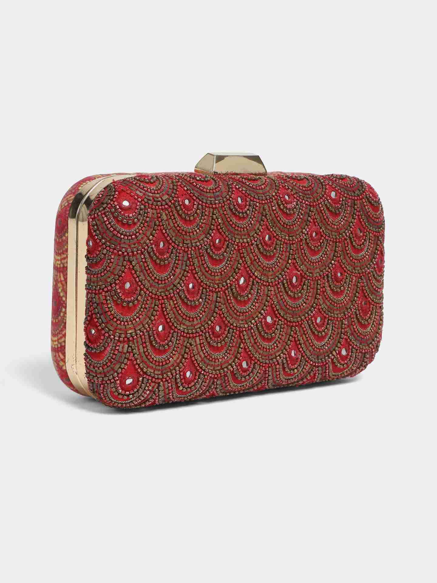 Marron And Antique Geo Tribe Clutch