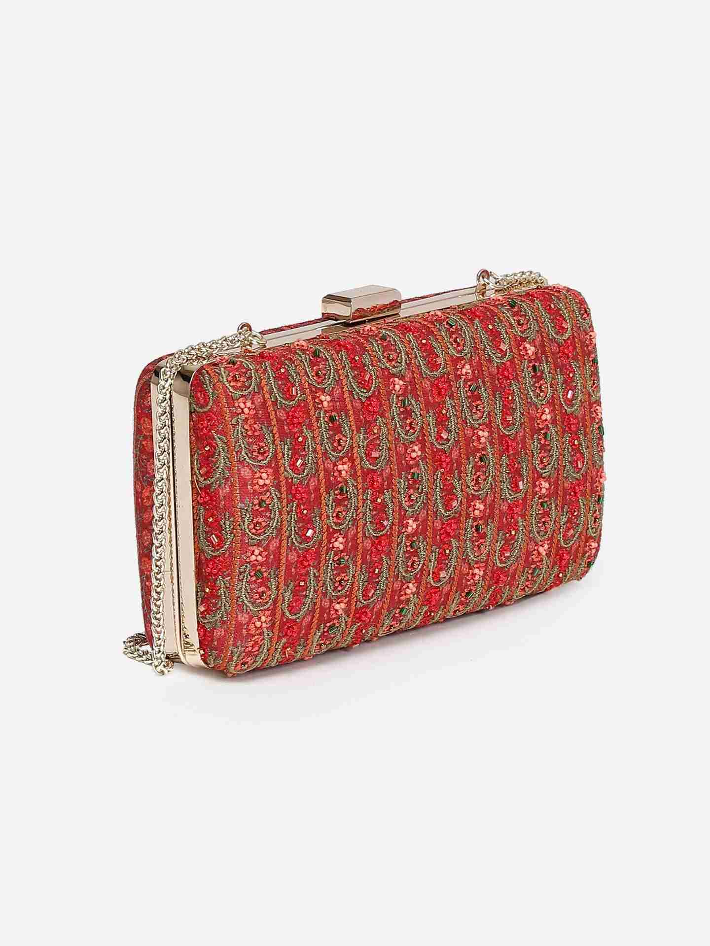 Red Moonflower Clutch