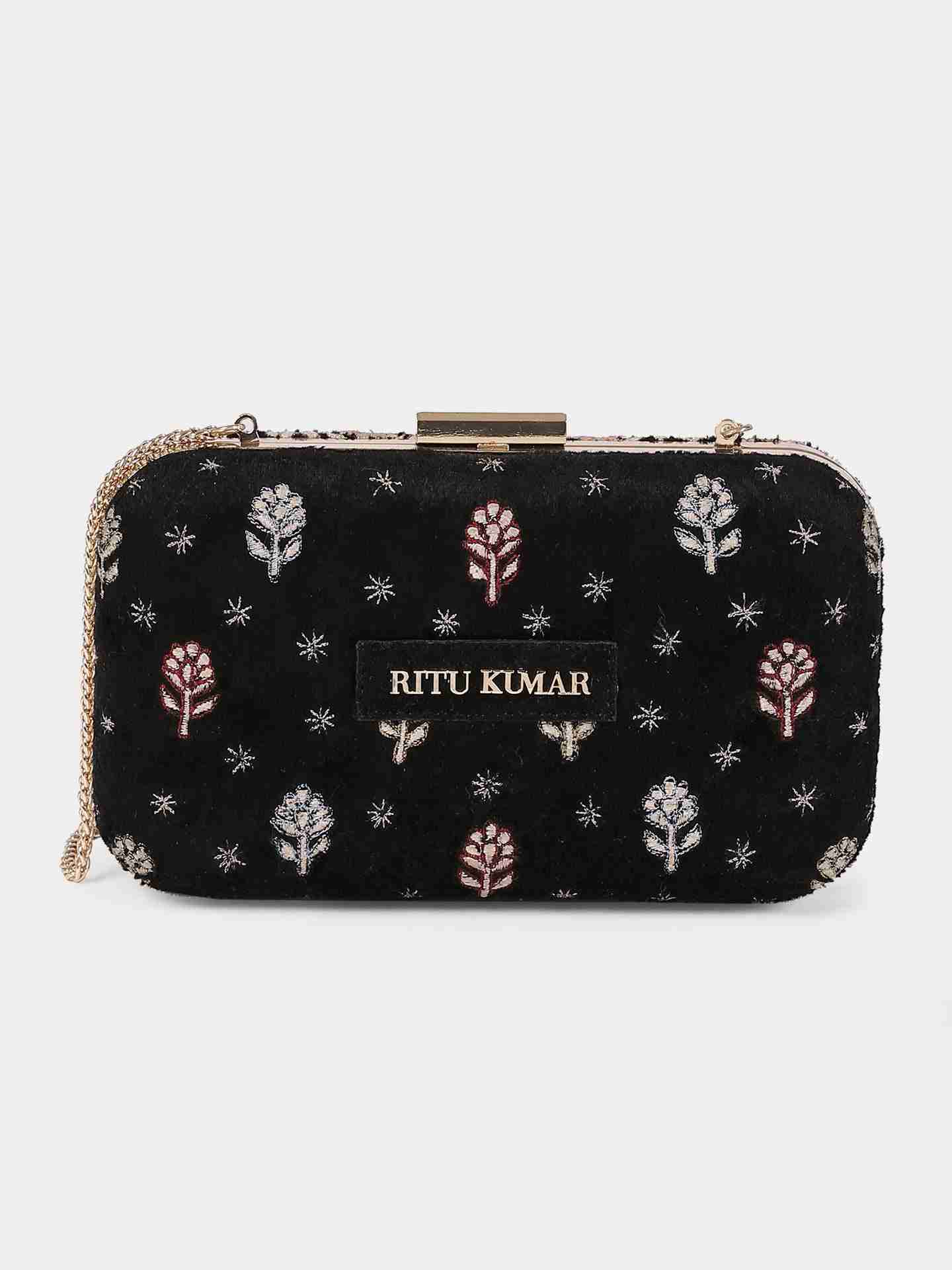 Black Resham Velvet Clutch