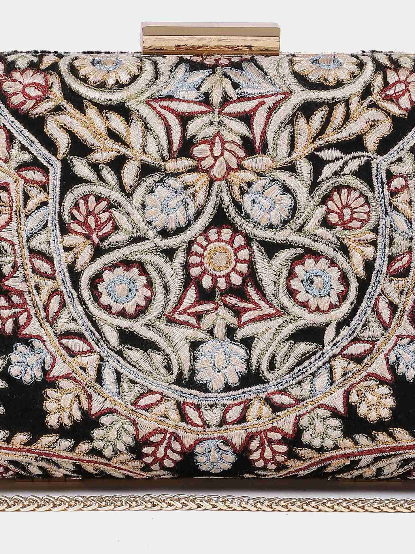 Black Resham Velvet Clutch