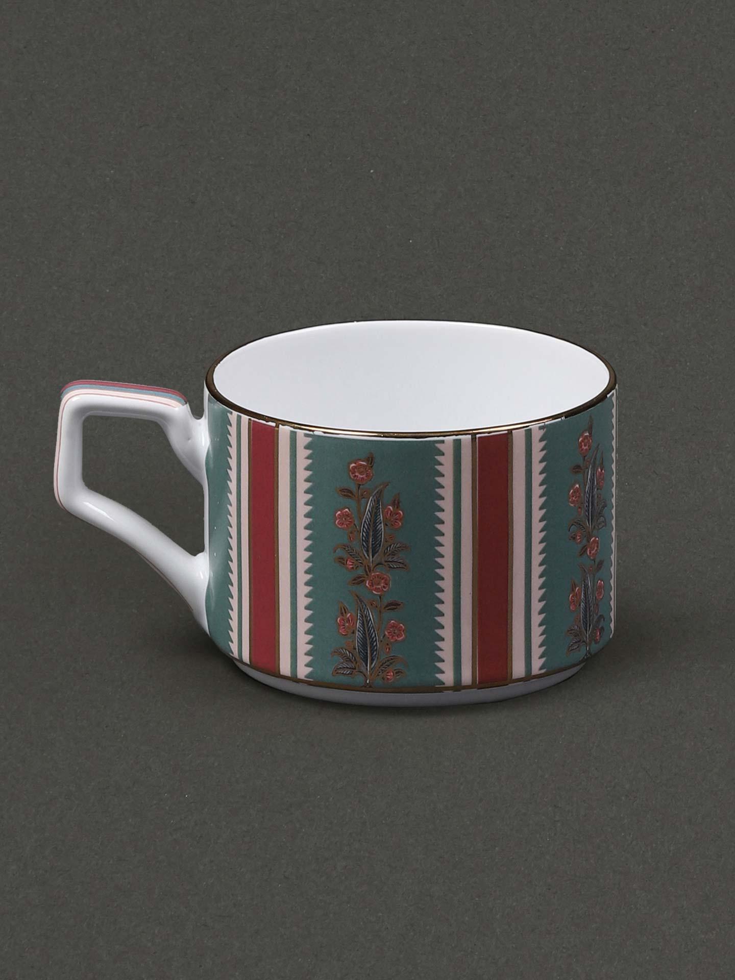 Ecru & Red Flora Cup Set (Set Of 2)
