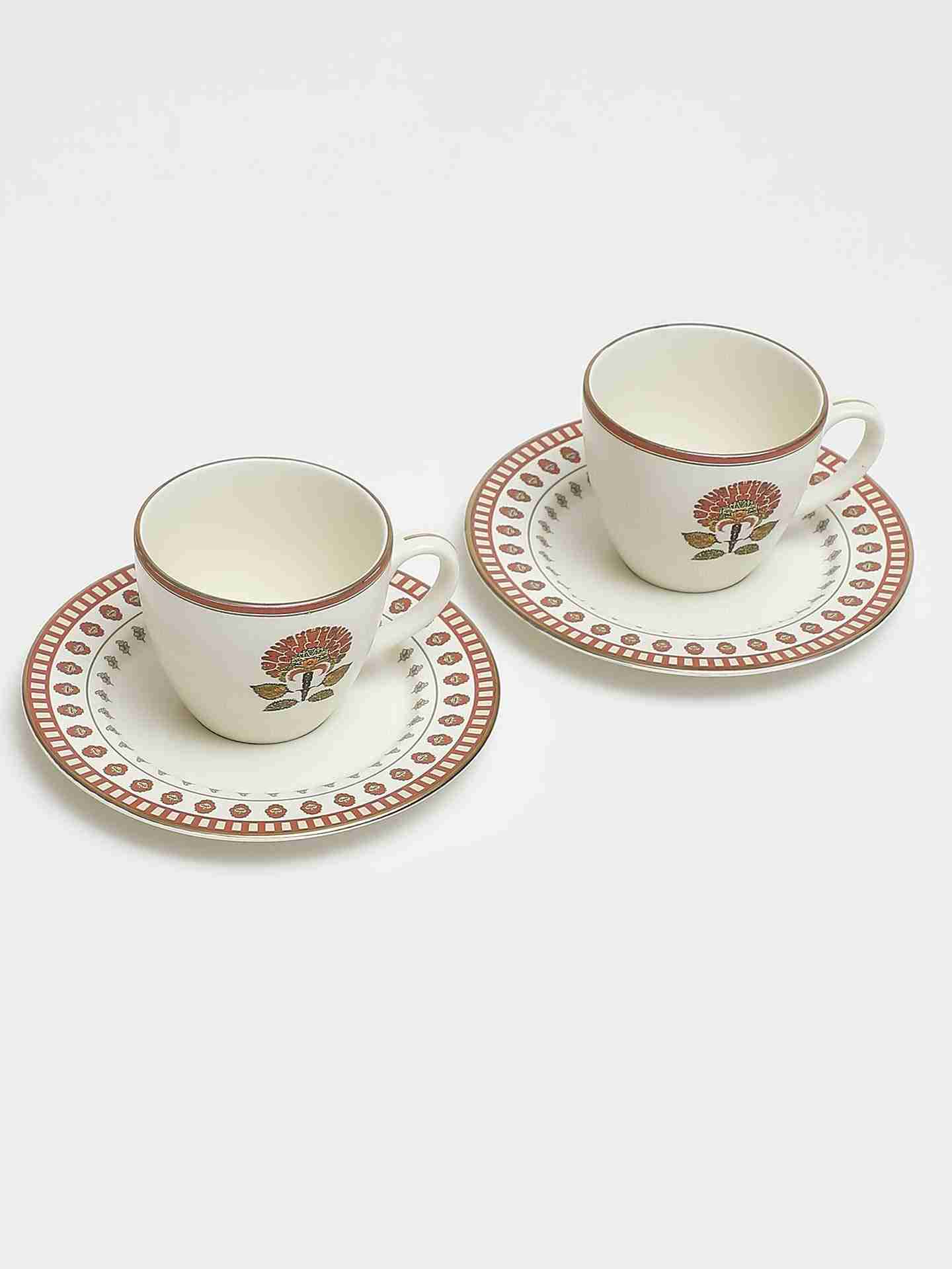 Beige Kashmiri Booti Cup Set (Set Of 2)