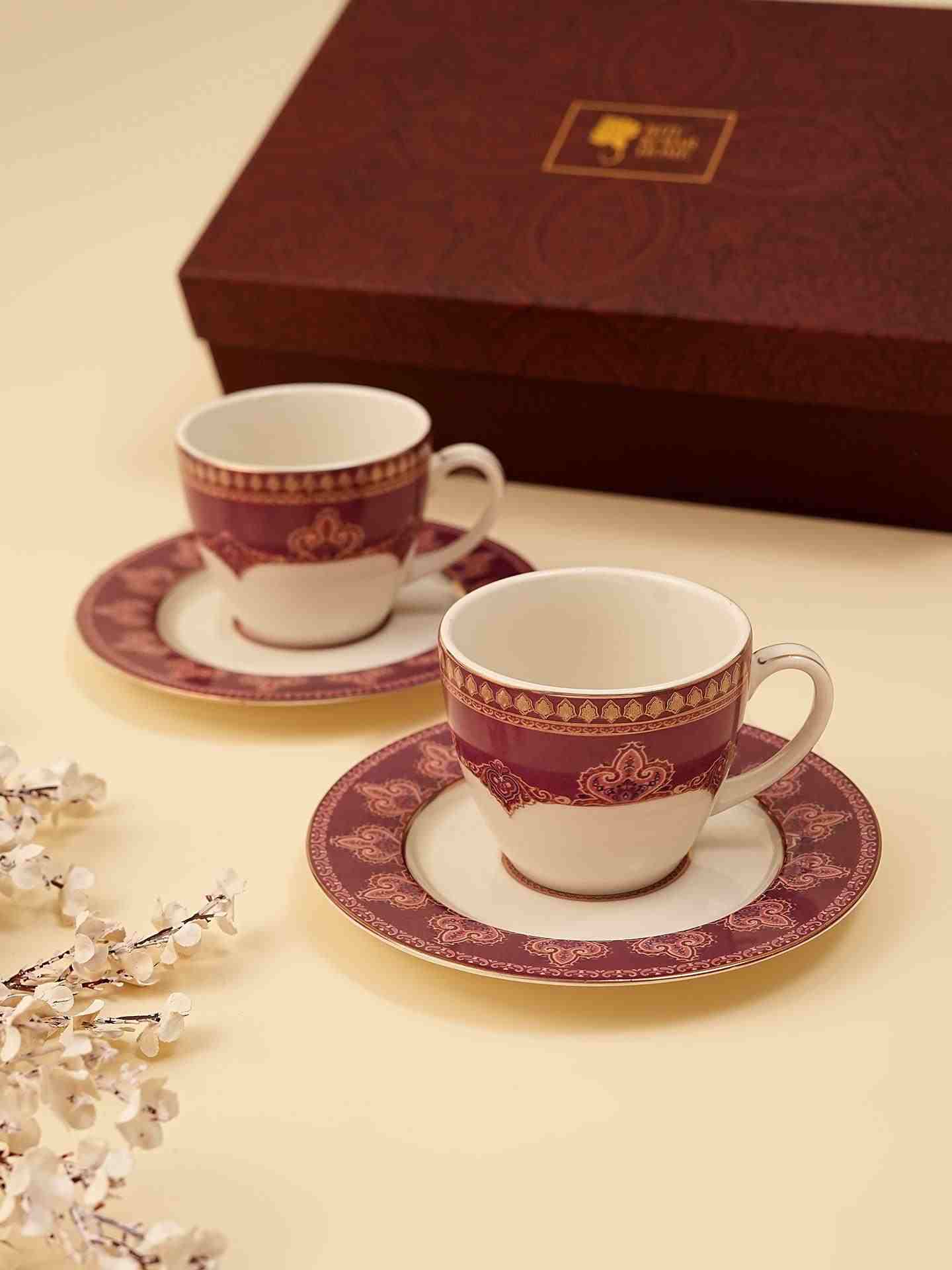 Fuschia Jaamevar Cup And Saucer