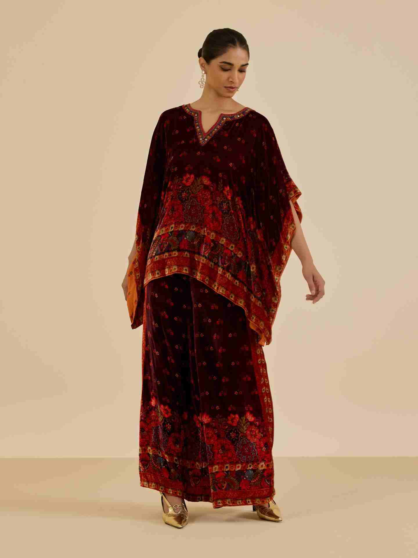 Wine Sasha Print  Co-Ord Set