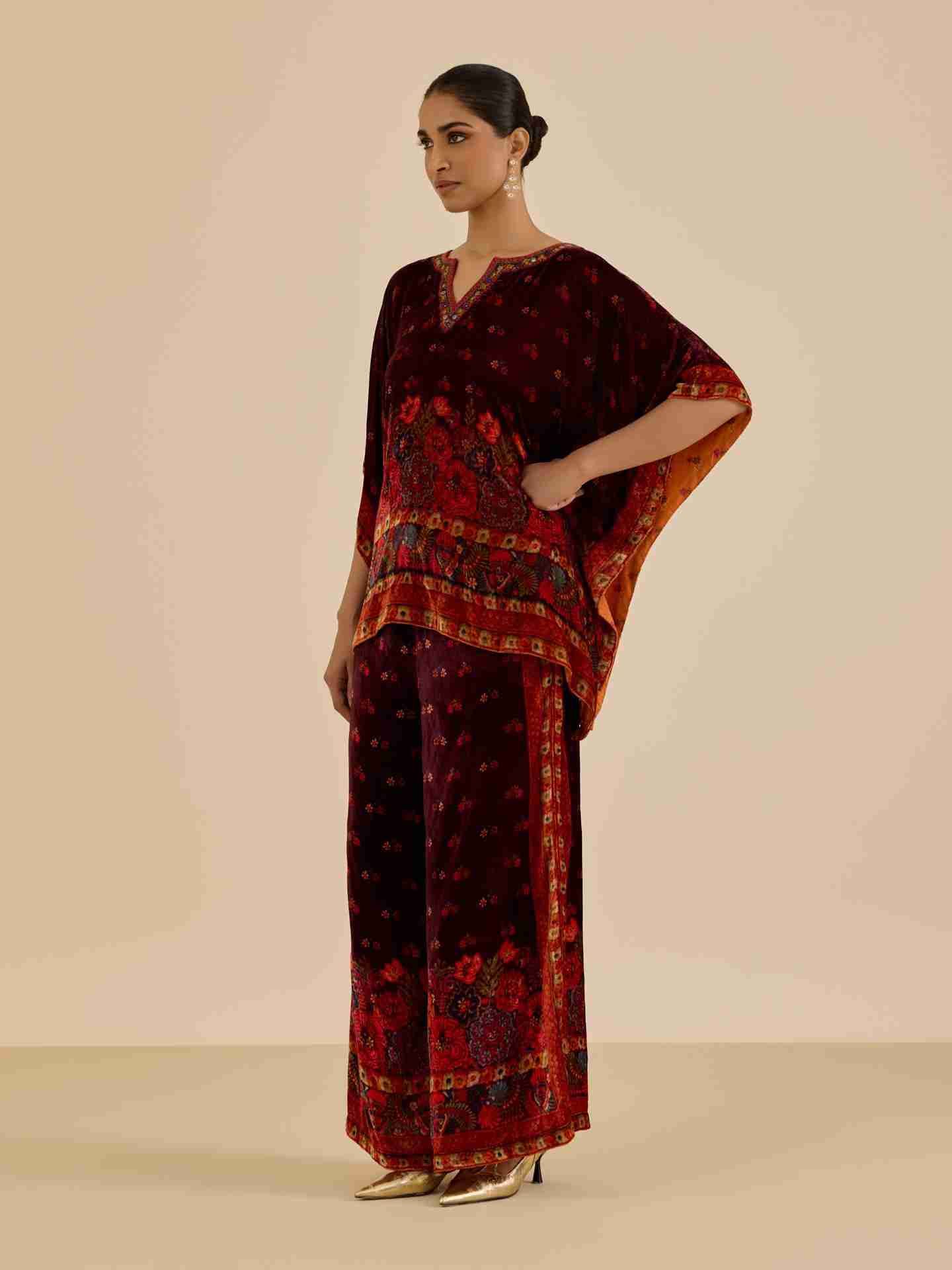 Wine Sasha Print  Co-Ord Set