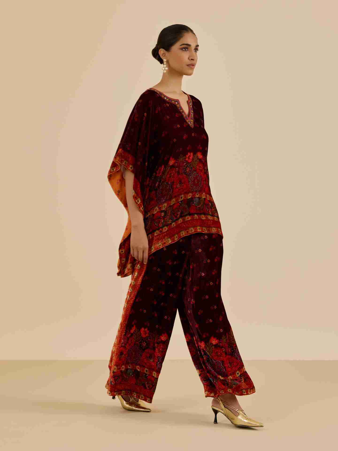 Wine Sasha Print  Co-Ord Set