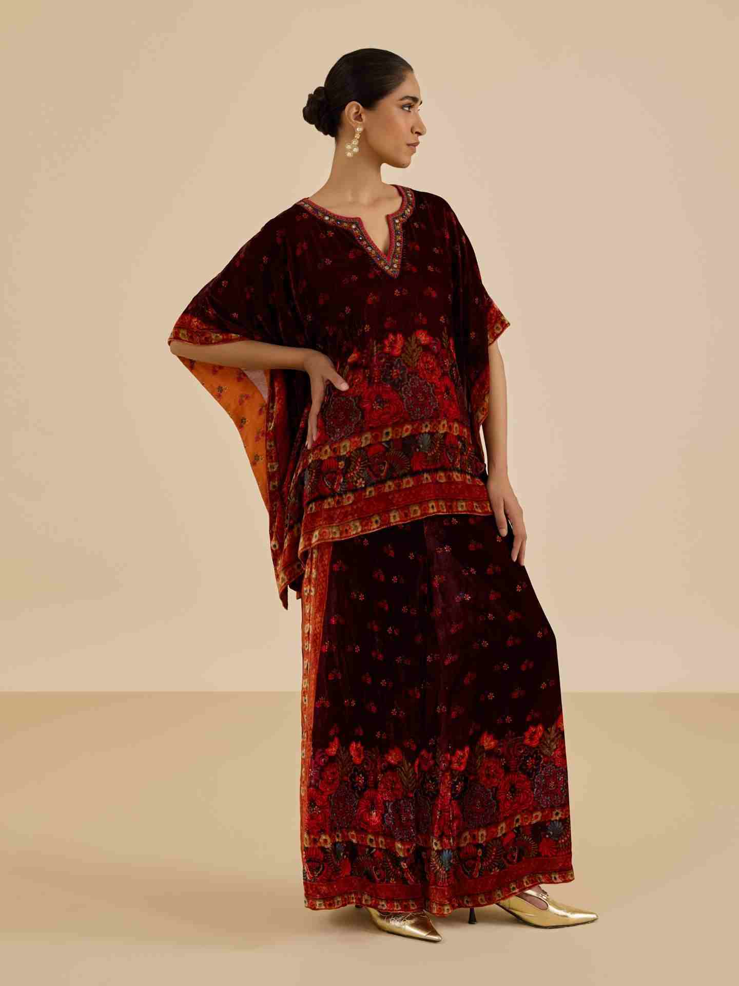 Wine Sasha Print  Co-Ord Set