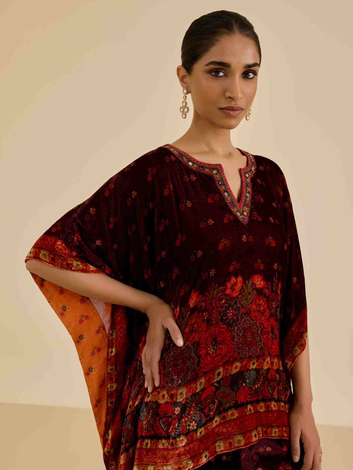 Wine Sasha Print  Co-Ord Set