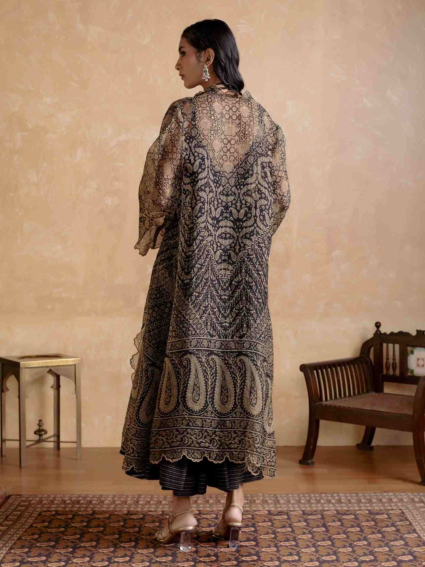 Black Flowret Dress with Shrug