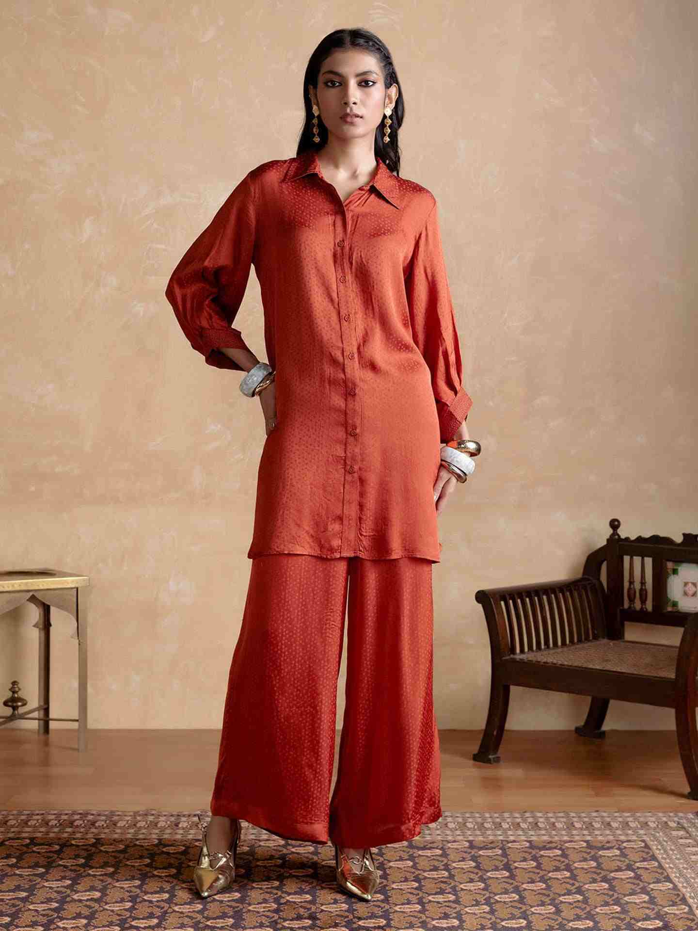 Rust Shyala Solid Co-Ord Set