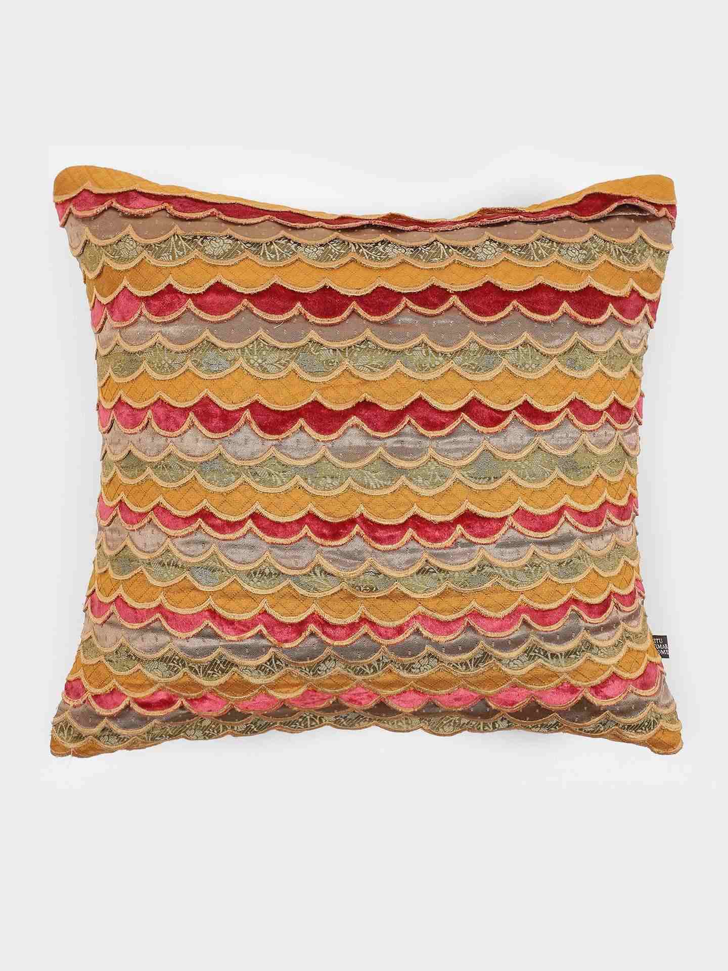 Yellow & Green  Solid Cotton Cushion