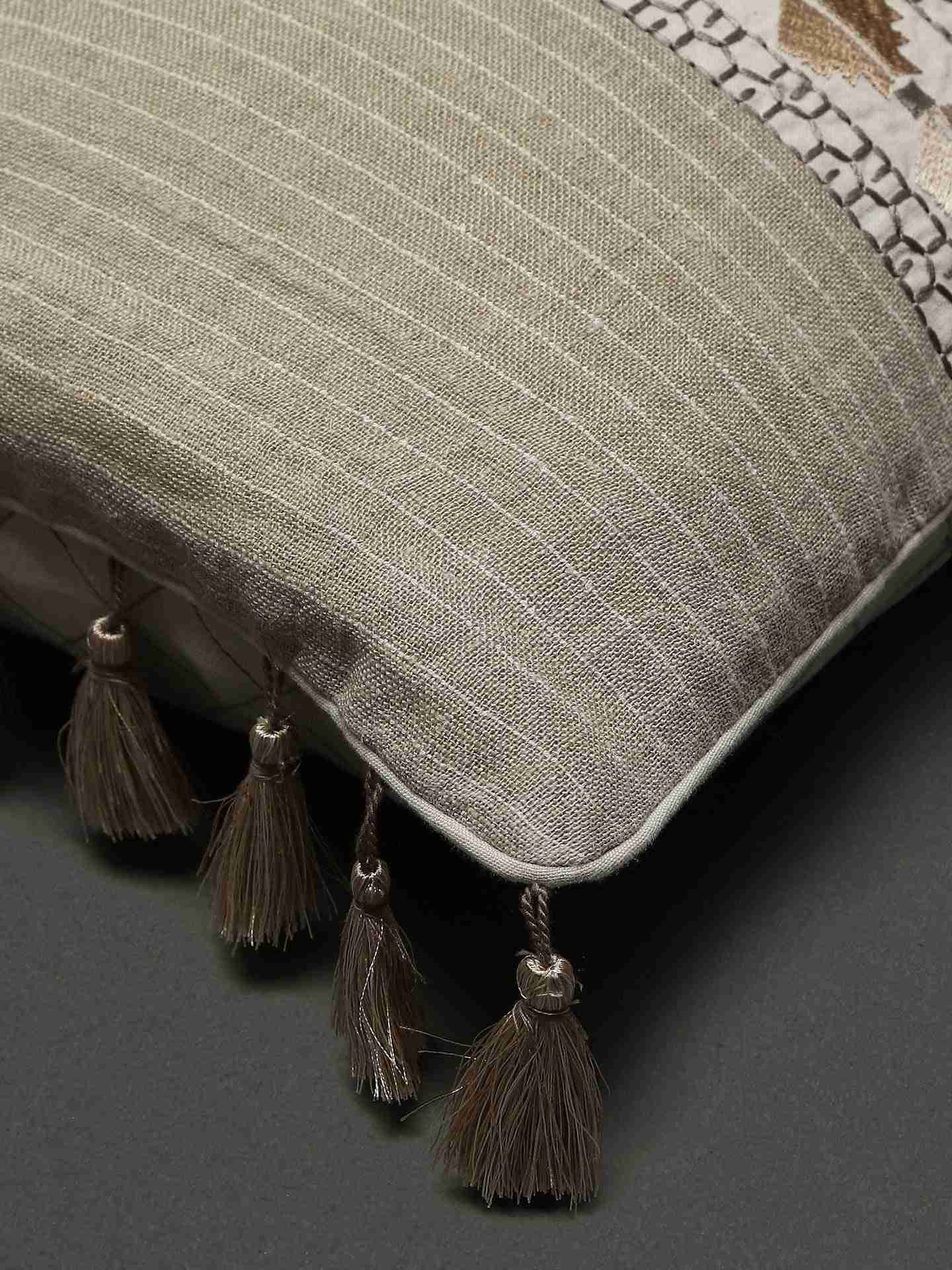 Beige Phulkari Rectangle Cushion