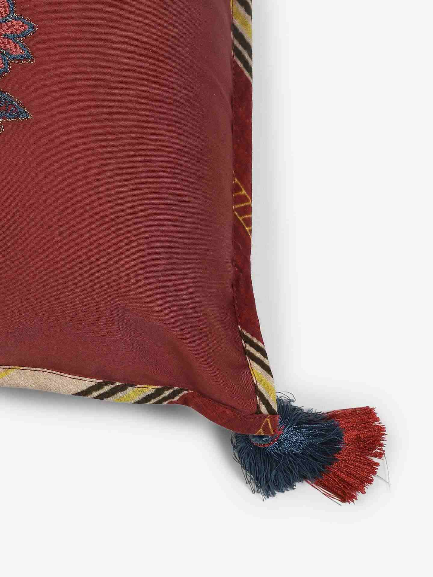Maroon Kashmiri Booti Cotton Cushion