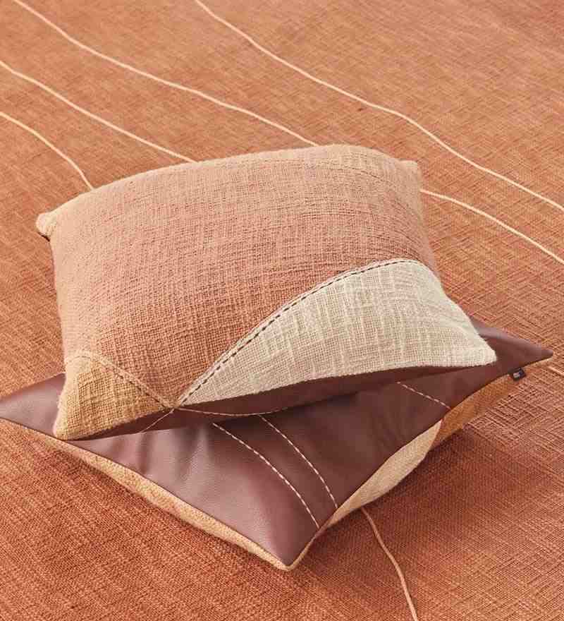 Ivory & Brown Jaisalmer Square Cotton Cushion