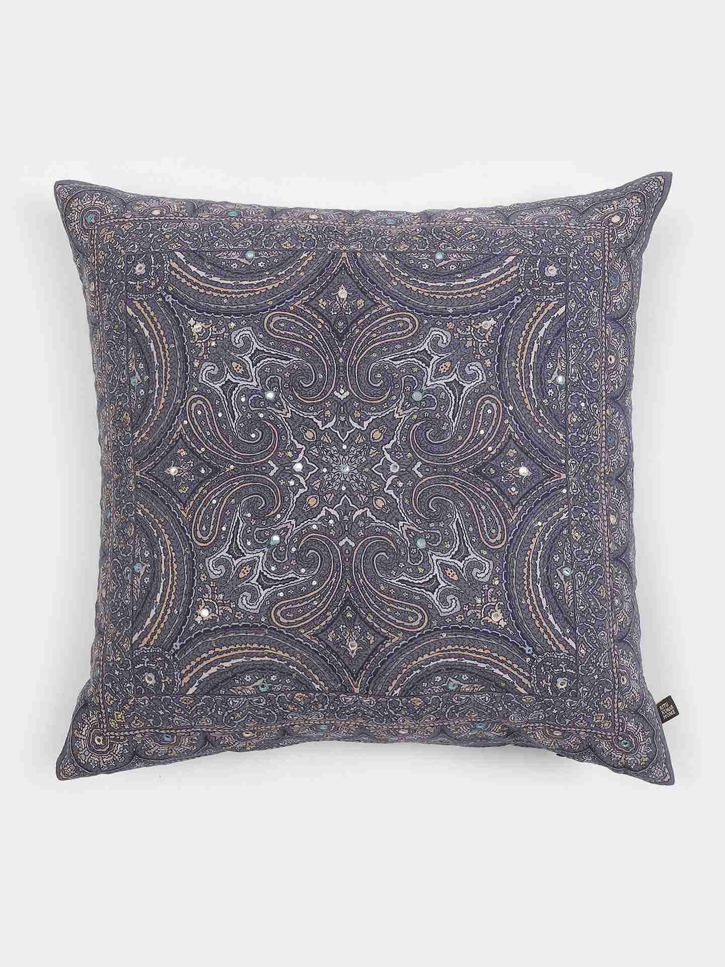 Light Blue Jaamevar Square Cotton Cushion