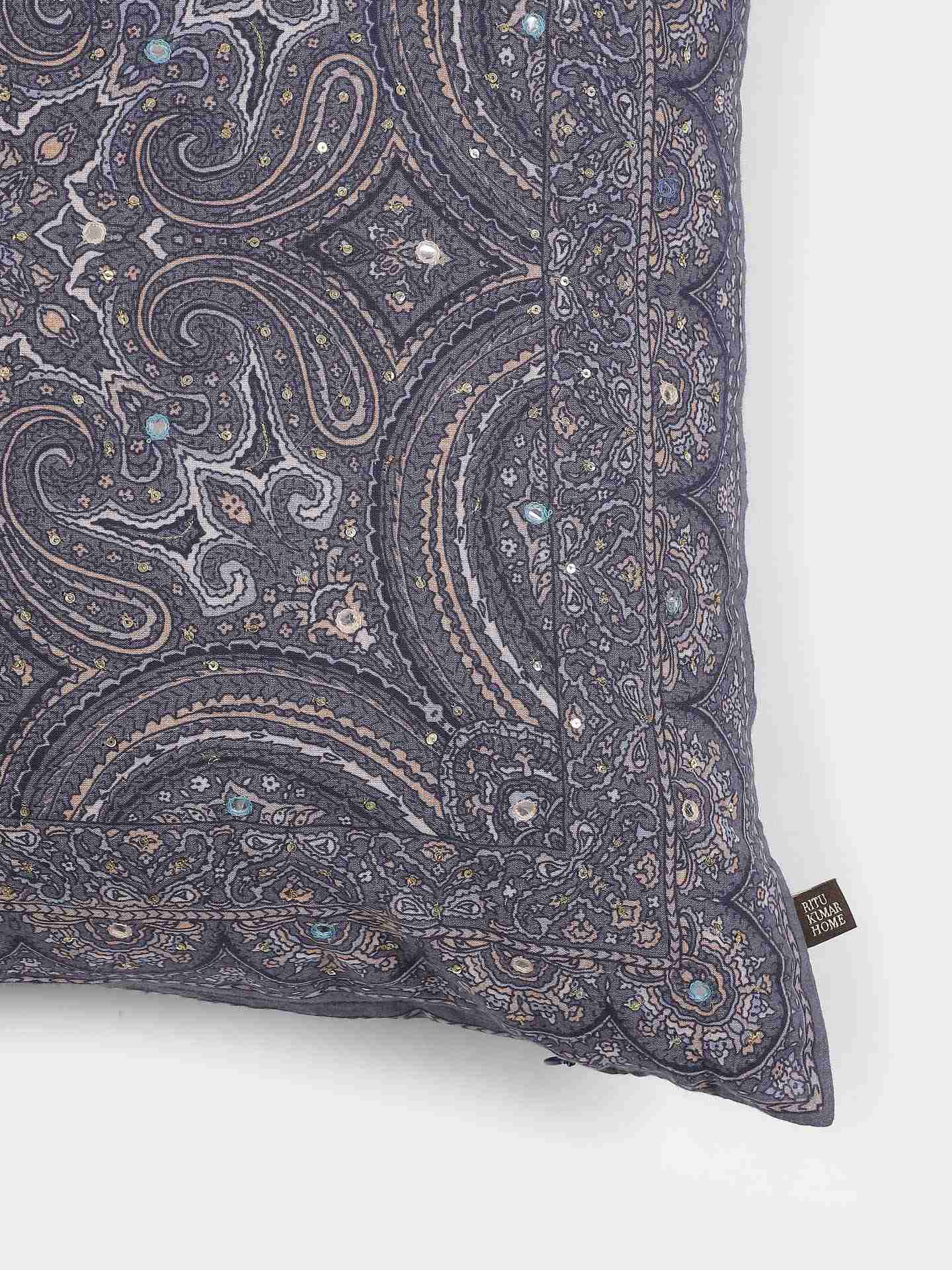 Light Blue Jaamevar Square Cotton Cushion