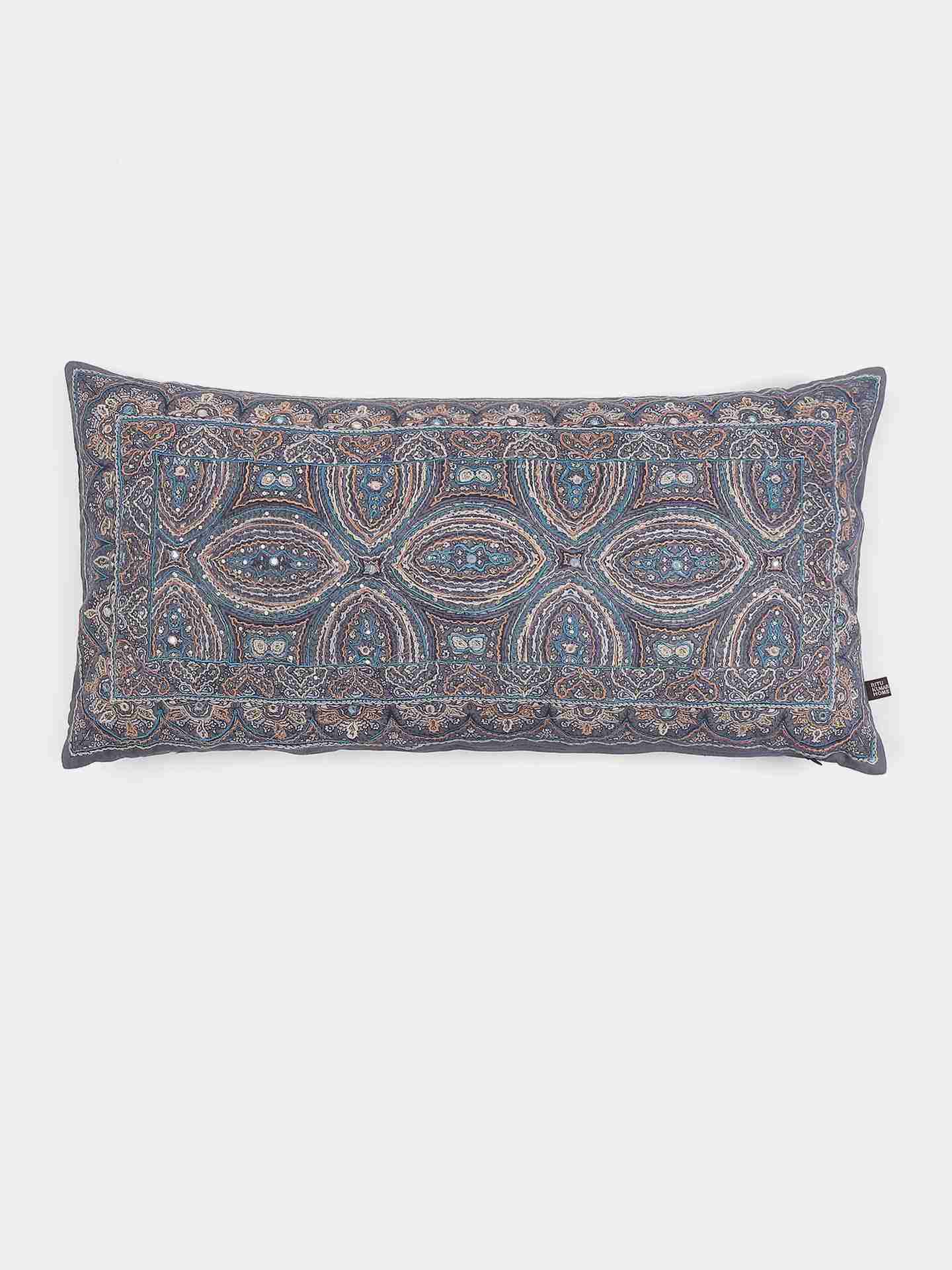 Light Blue Jaamevar Rectangle Cotton Cushion