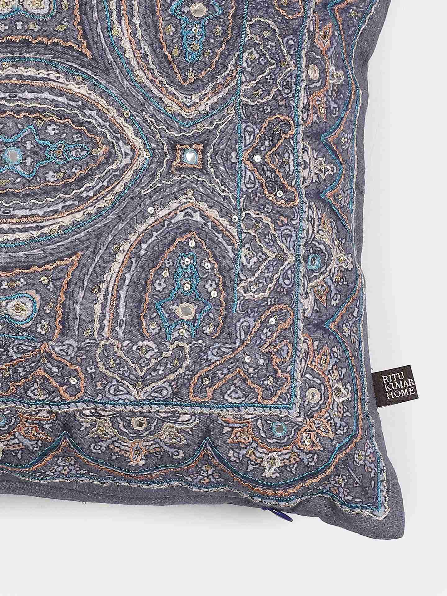 Light Blue Jaamevar Rectangle Cotton Cushion