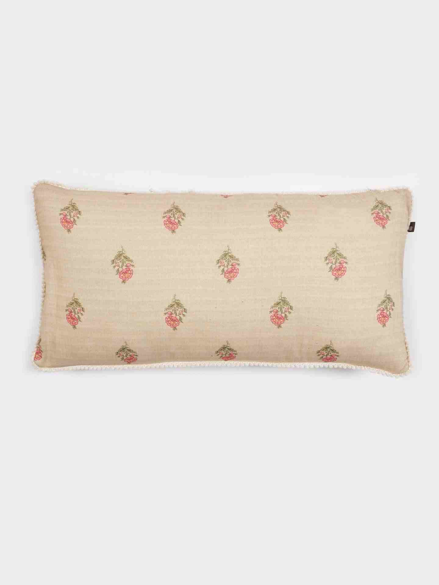 Pink & Beige Koshambi Rectangle Cotton Cushion