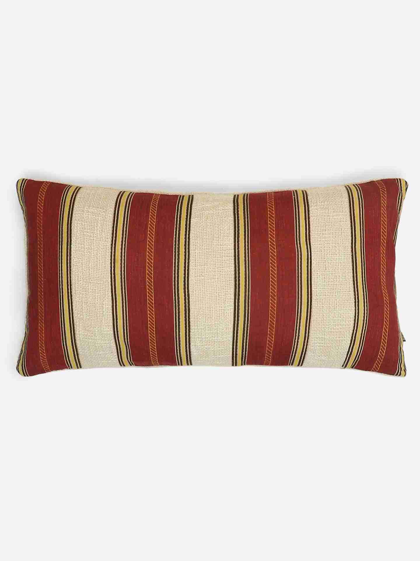 Ivory & Red Kashmiri Booti Cotton Cushion