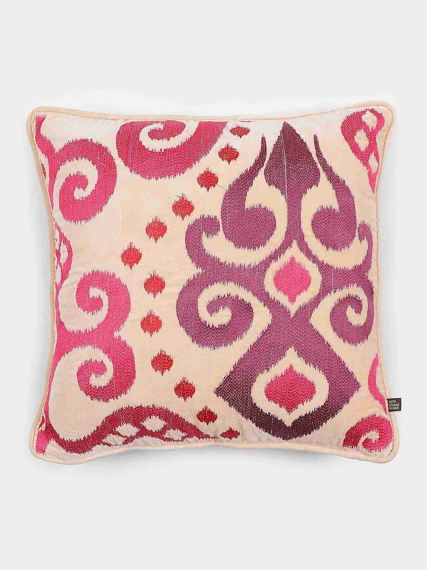 Pink Ikkat Cotton Cushion