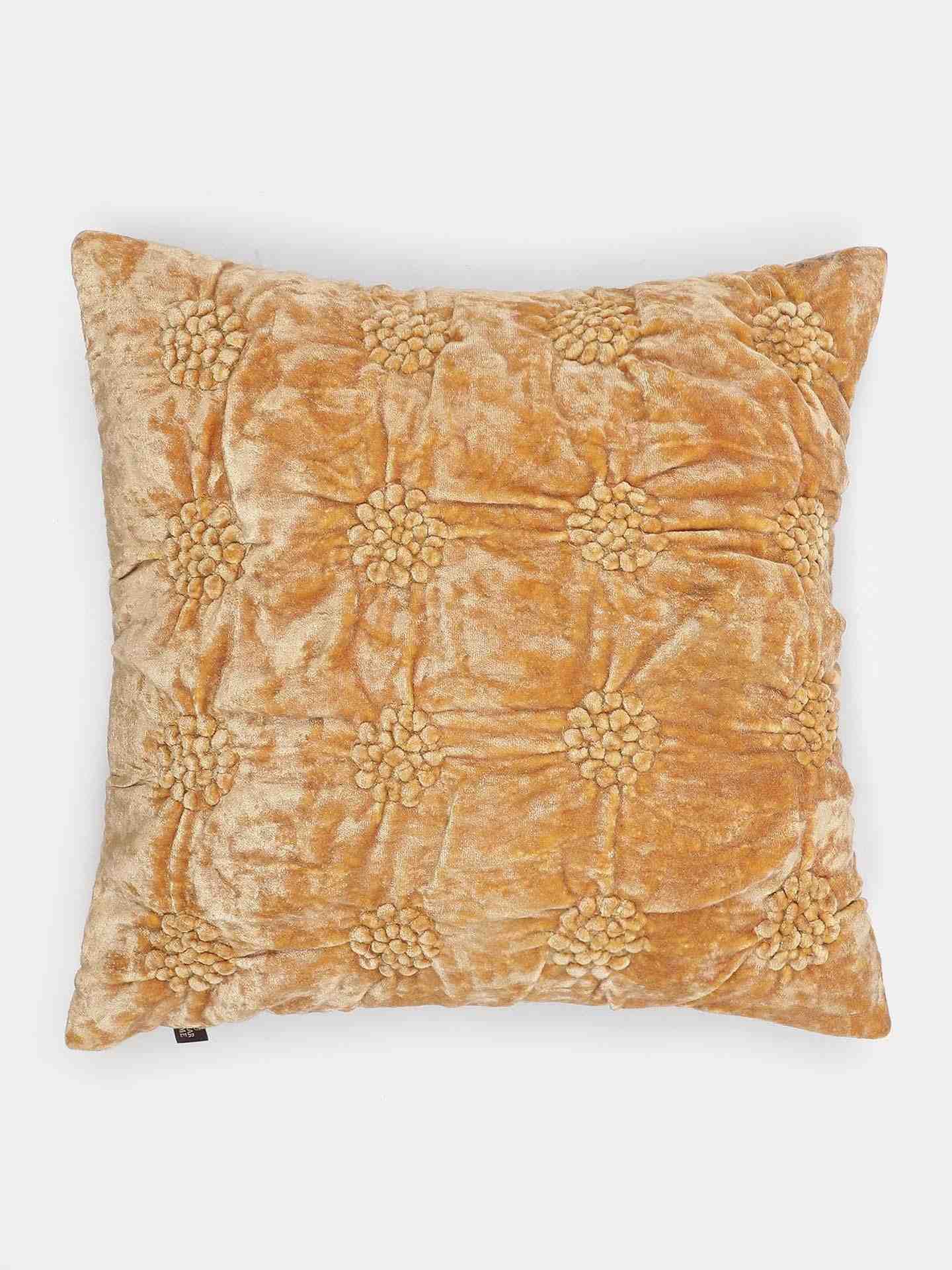 Yellow Solid Velvet Cushion