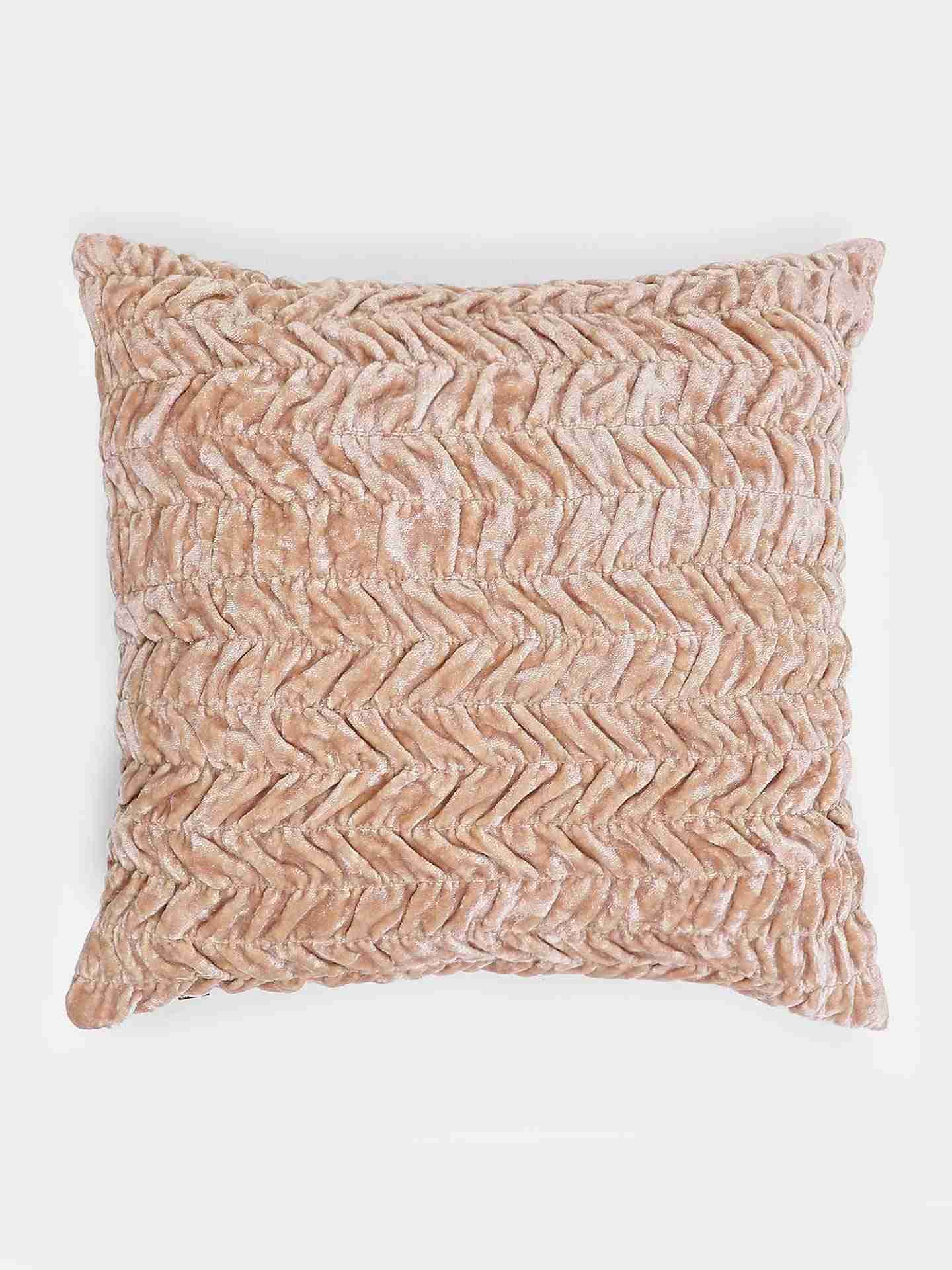 Beige  Solid Velvet Cushion