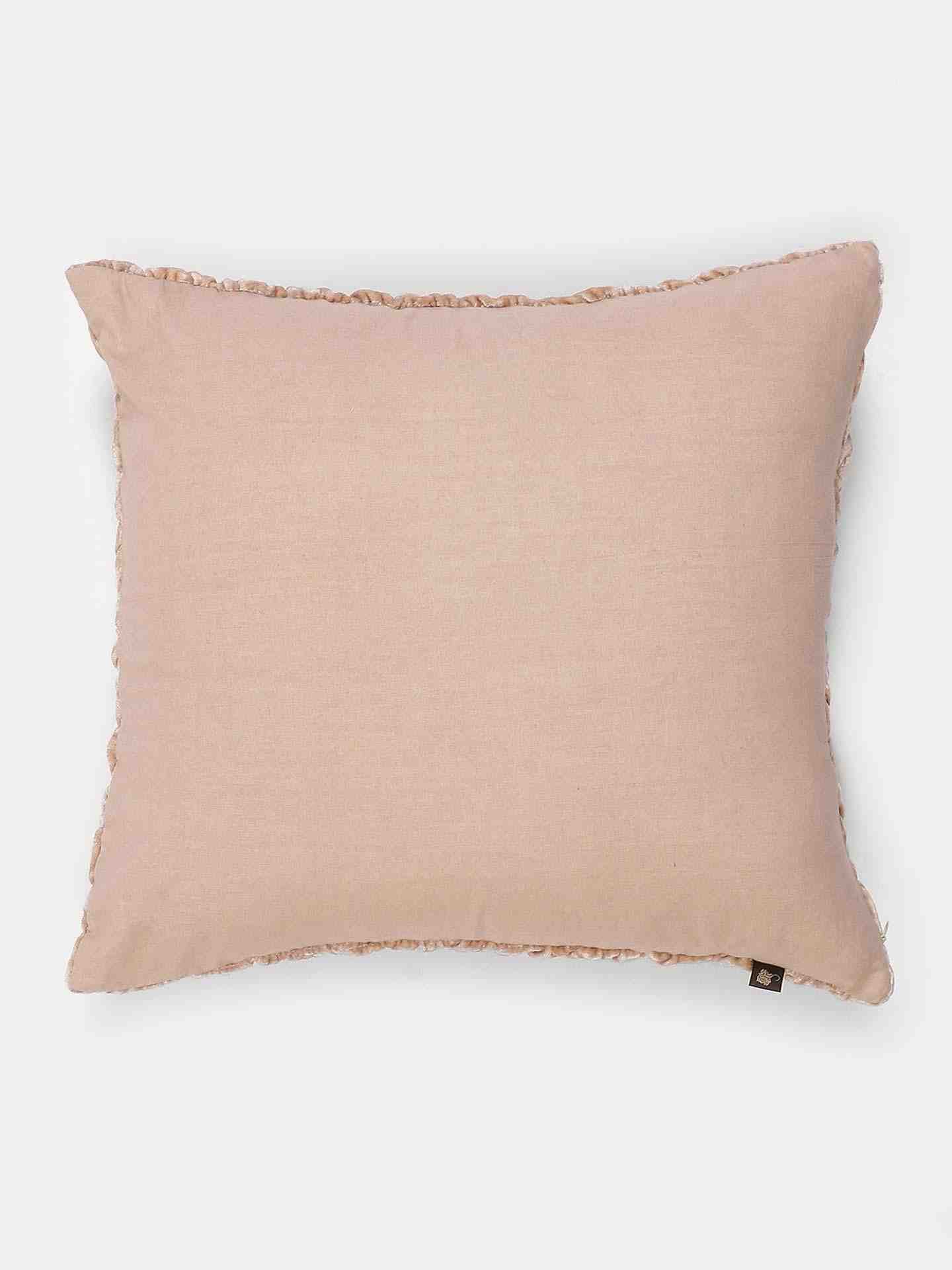 Beige  Solid Velvet Cushion