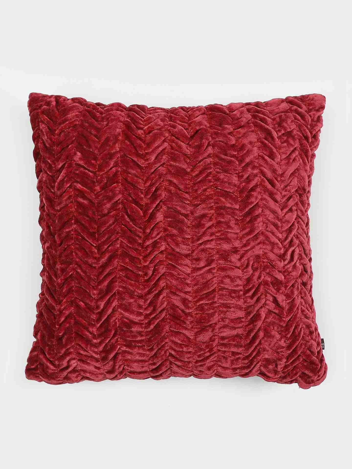 Red Solid Velvet Cushion
