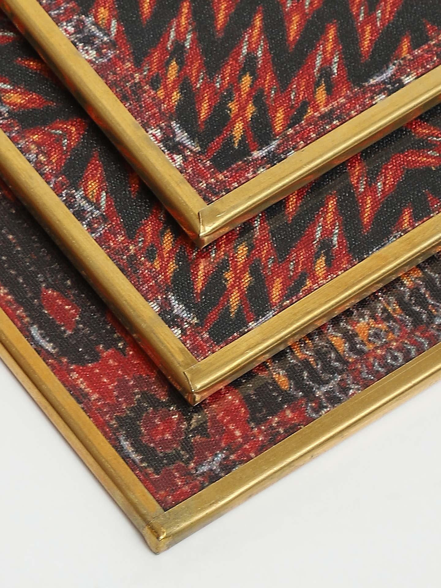 Red Ikkat Coasters (Set Of 6)