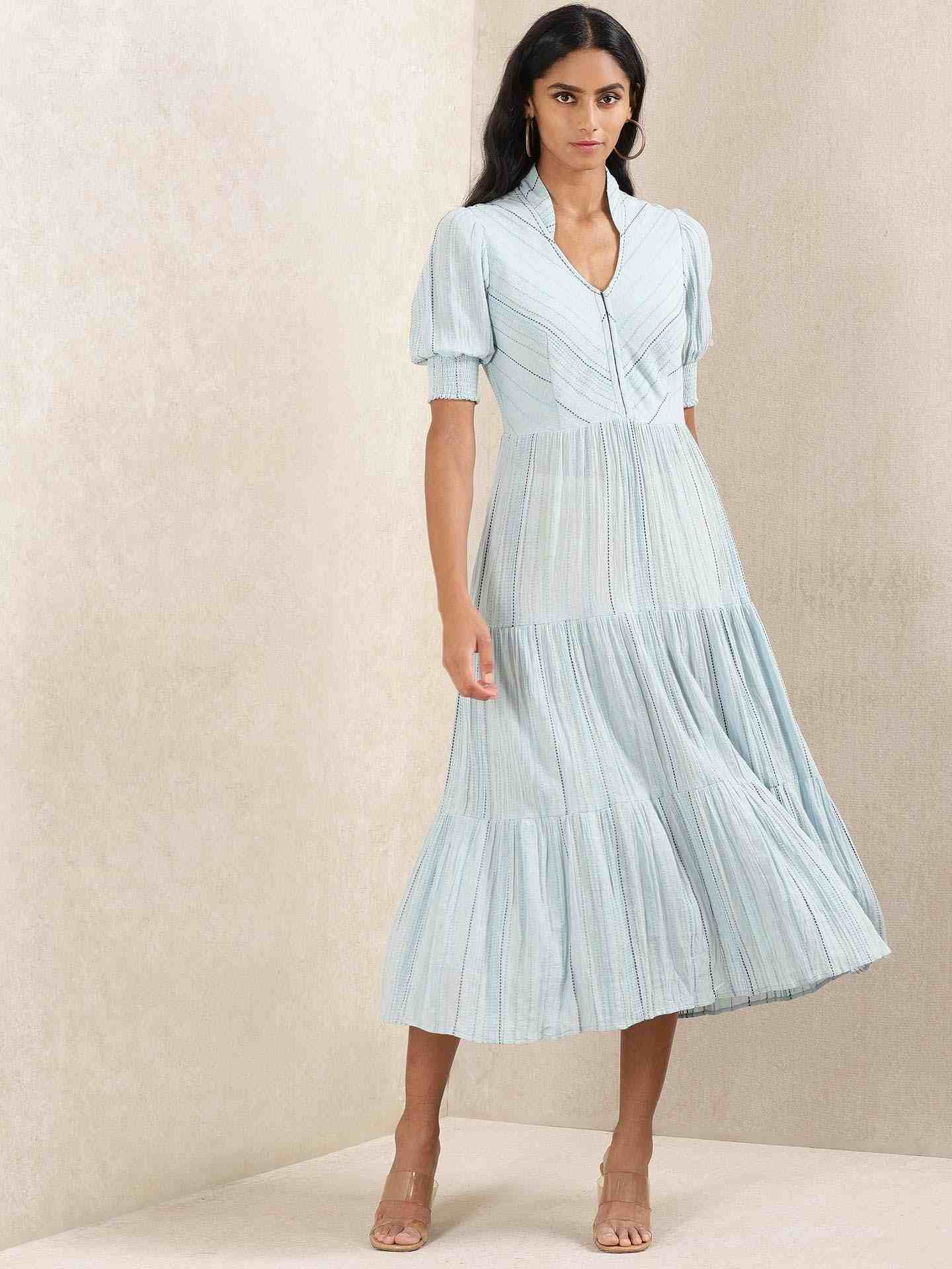 Blue Quint Yarn-Dyed Cotton Dress