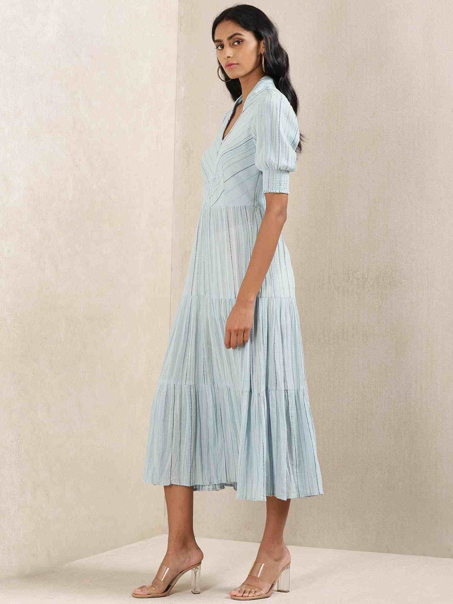Blue Quint Yarn-Dyed Cotton Dress