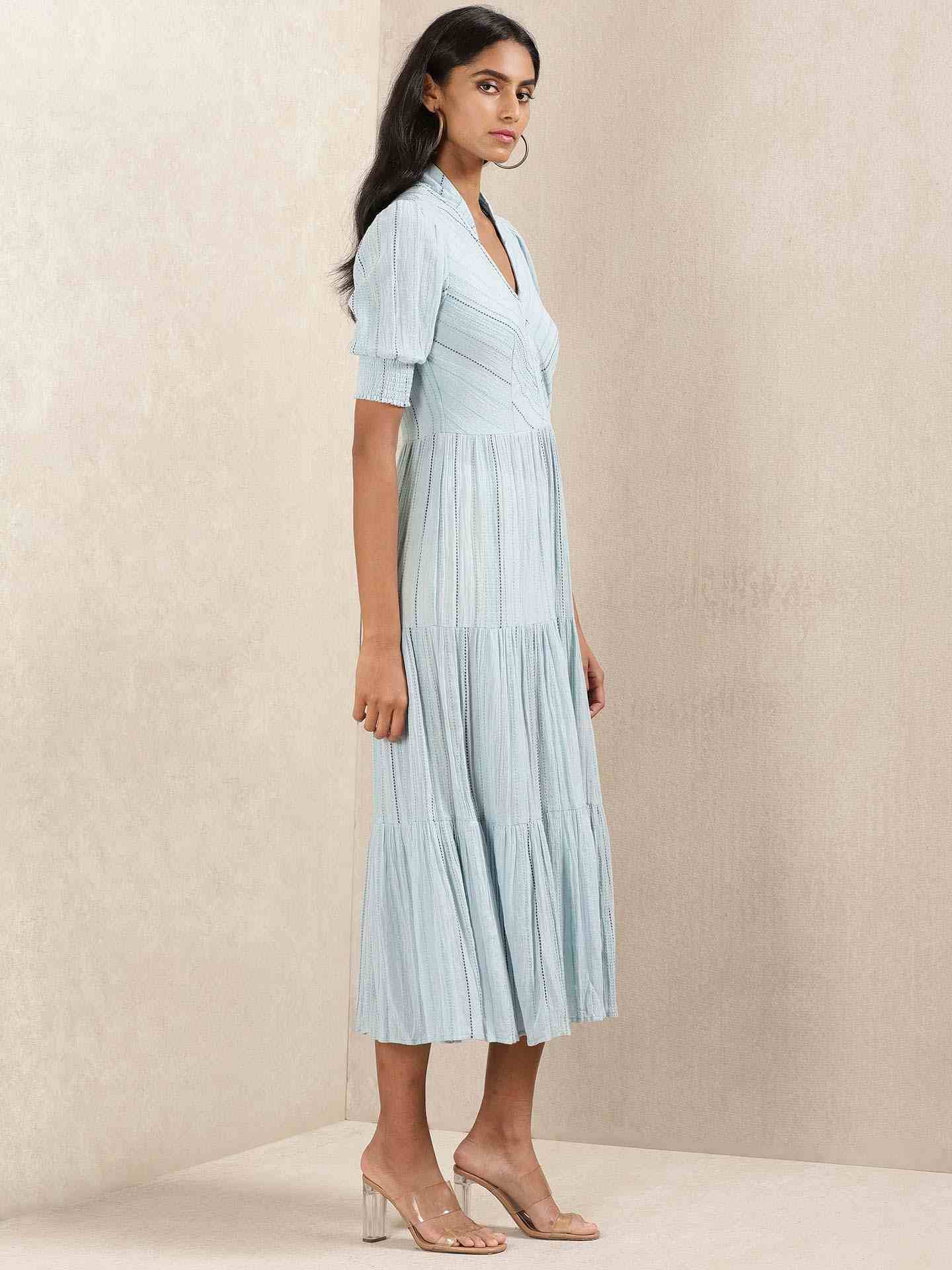 Blue Quint Yarn-Dyed Cotton Dress
